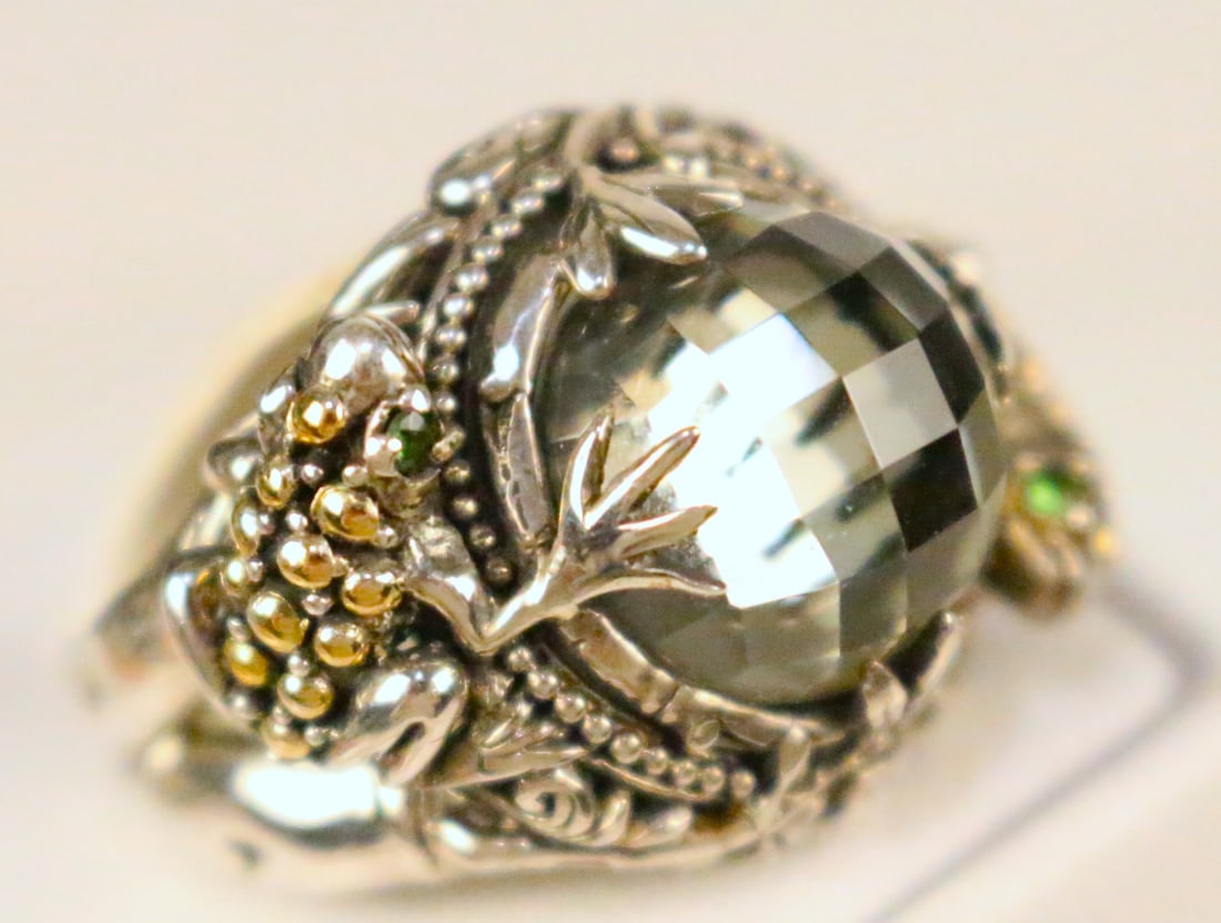 Robert Manse 18kt Gold Sterling Silver Prasiolite 2 Frog Ring size 7.25 (1 of 4)
