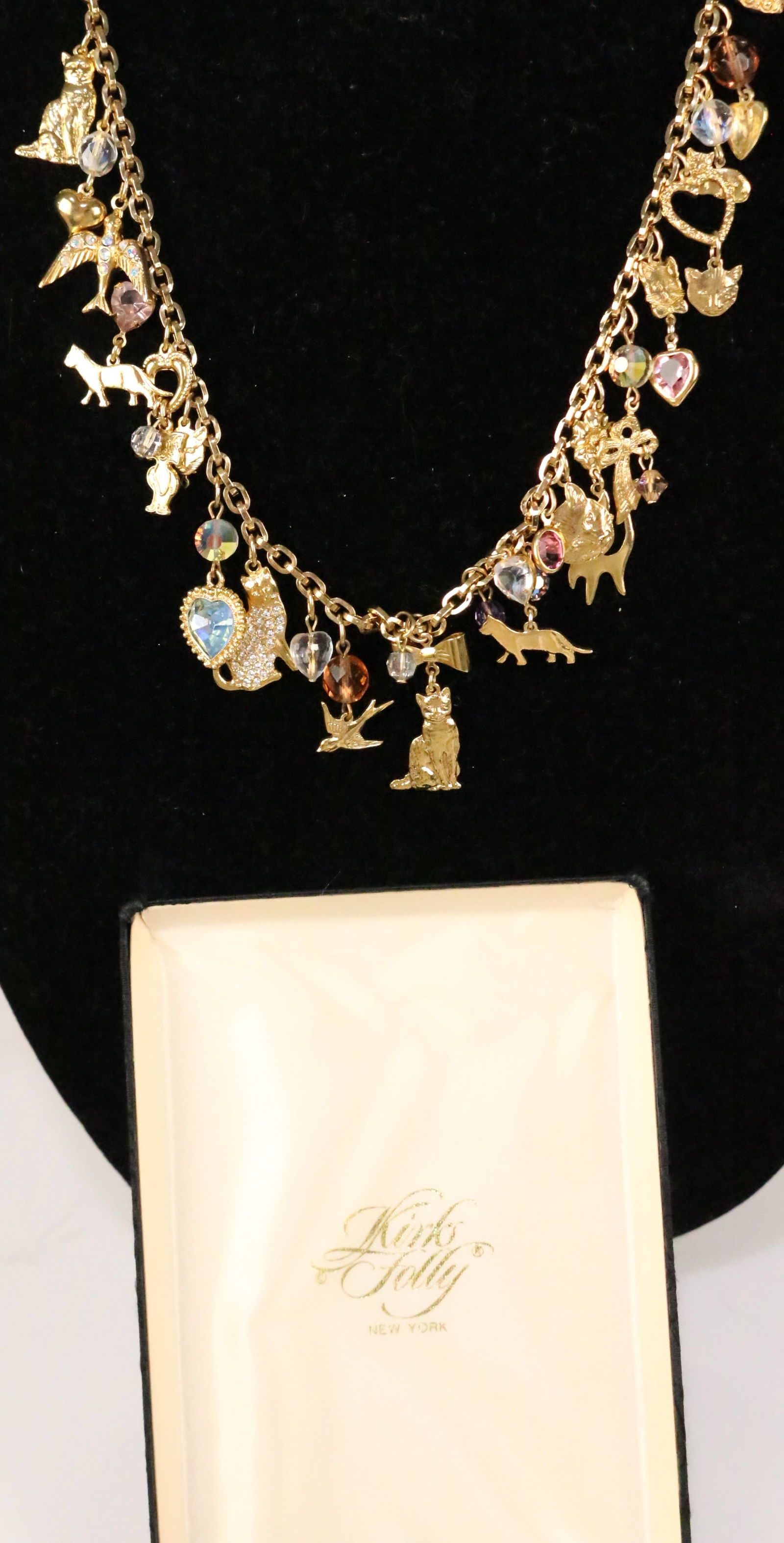 Kirks Folly Love Cats Charm Necklace 27.5" in the Box. (1 of 6)