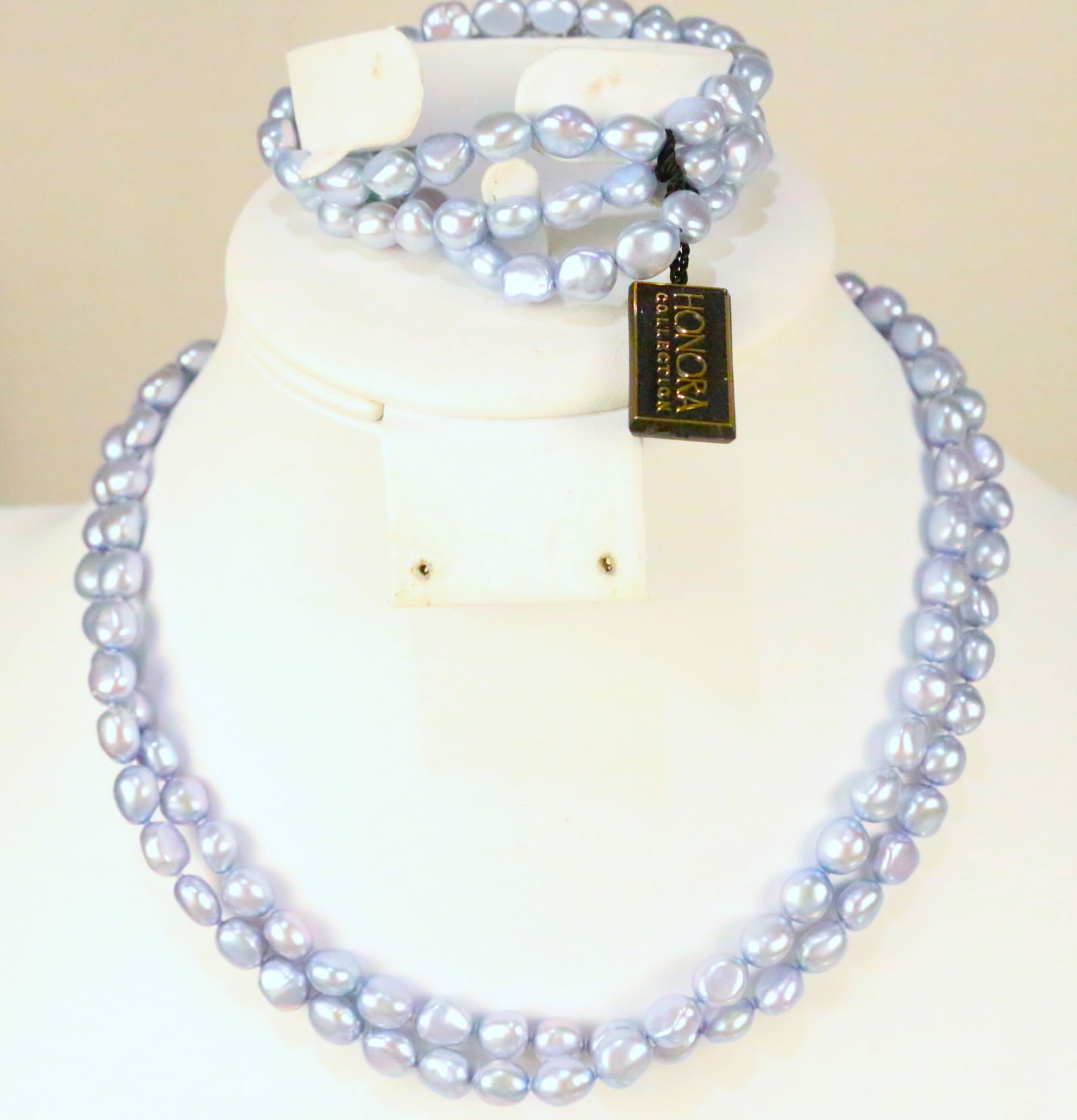 NEW Honora Light Blue Genuine Freshwater Cultured Pearl Sterling Silver 4 pc.Necklace Bracelet set (1 of 6)