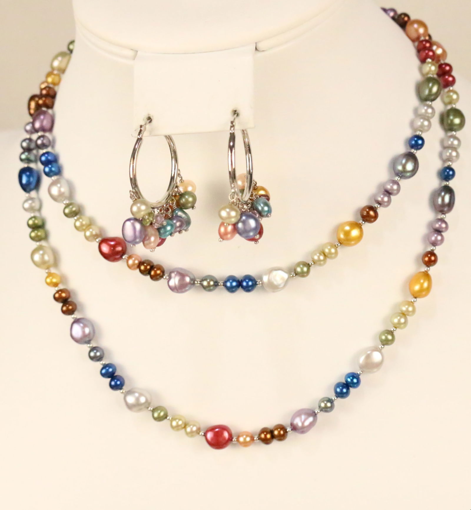 NEW Honora Genuine Freshwater Cultured Pearl Multicolor Sterling Silver Necklace Earring set (1 of 6)