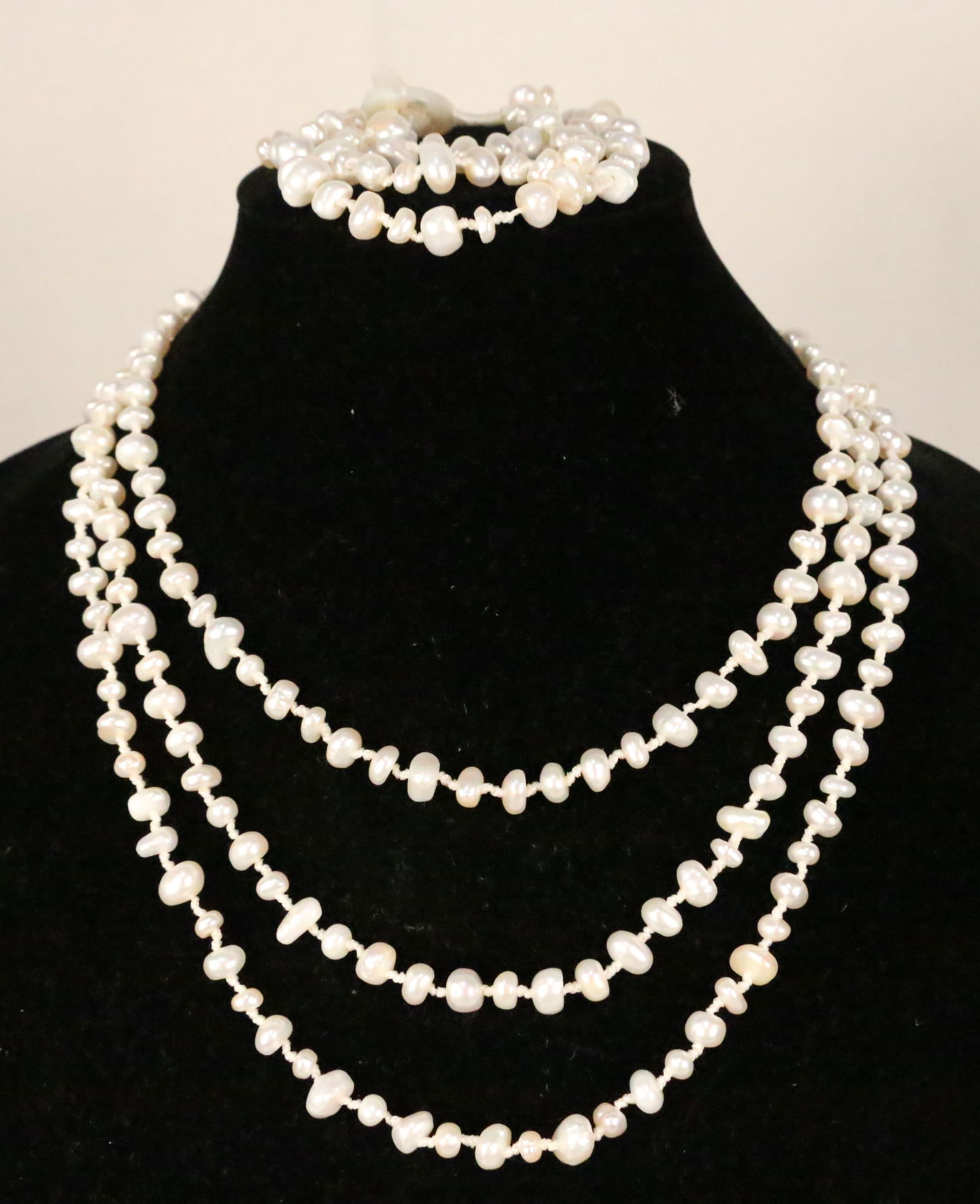 NEW Honora Genuine Ivory Freshwater Cultured Pearl Sterling Silver Necklace & Bracelet Set (1 of 7)