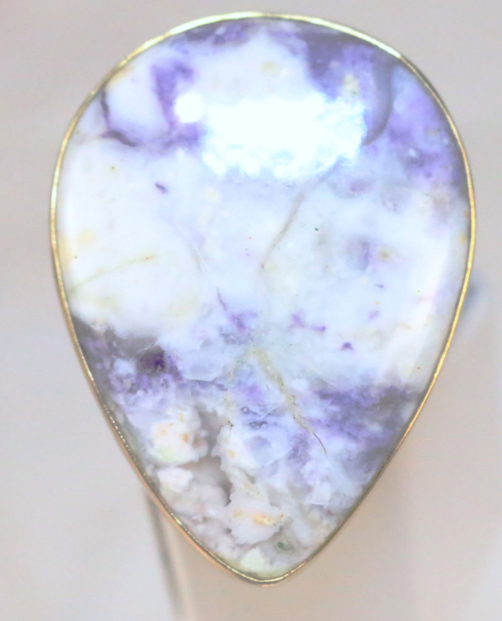 RARE Designer NATURALLY UNIQUE GOLD Alchemia Huge Purple Jasper Cocktail Ring size 8: HUGE Purple jasper teardrop pear design measures: 2" long x 1.5" wide. Size 8. NATURALLY UNIQUE uses a blend of base metals that when combined give the look and feel of 18 karat gold. Alchemia or 'Zer