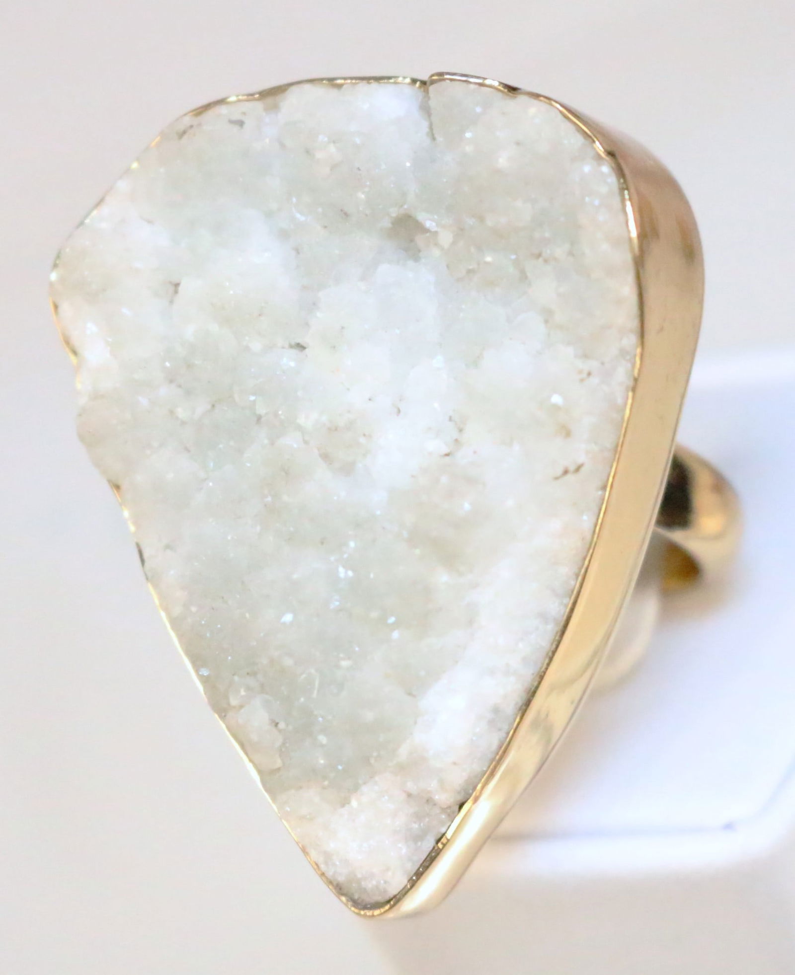 RARE Designer NATURALLY UNIQUE GOLD Alchemia Huge Druzy quartz Cocktail ring size 7.5 (1 of 6)