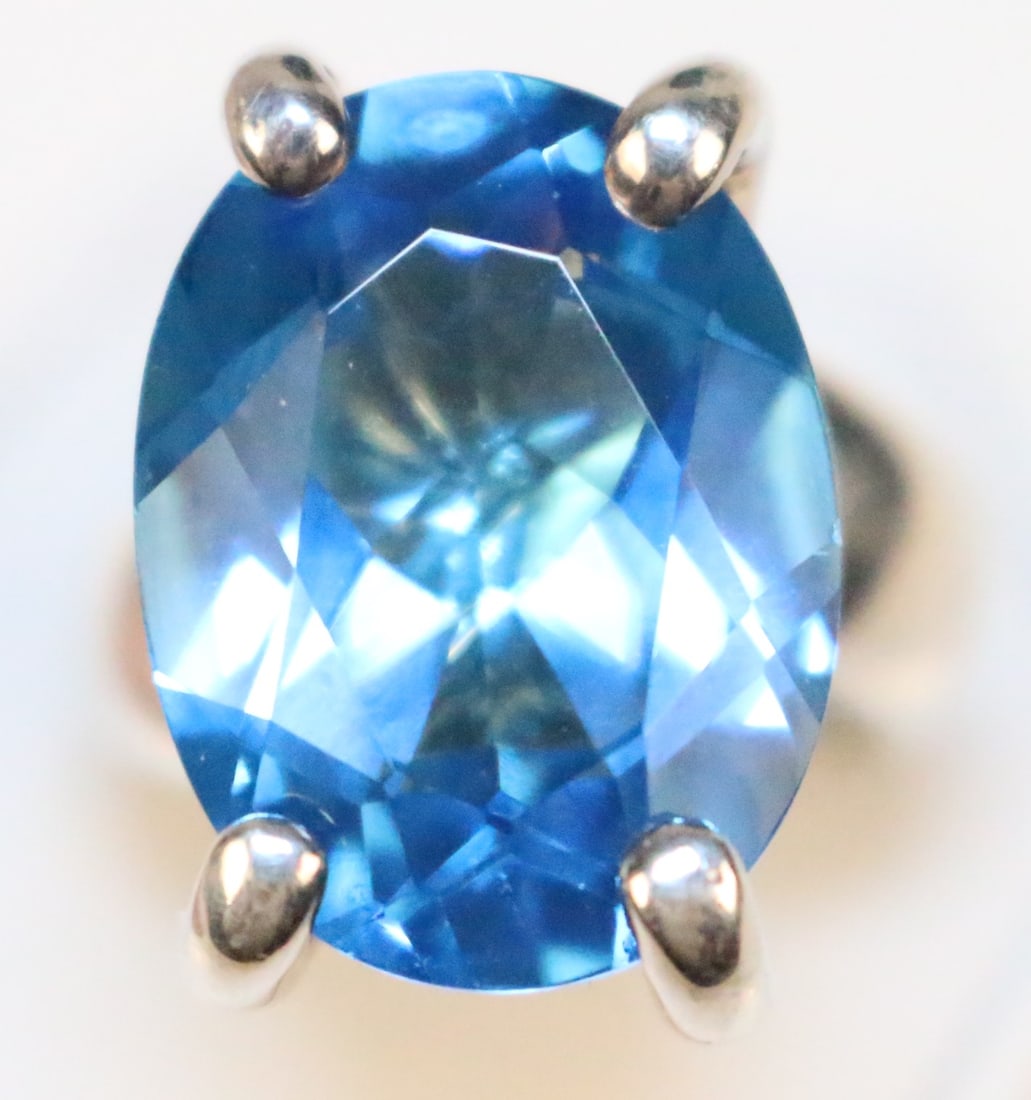 RARE Designer Charles Albert Fine Sterling Silver 20 carat blue topaz color quartz Ring size 8 (1 of 6)