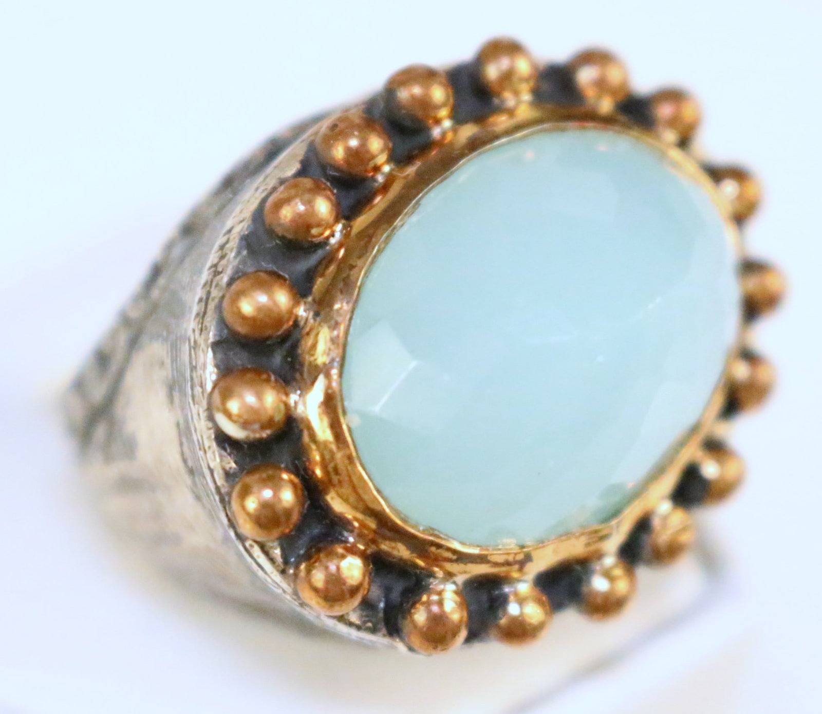 RARE Bora Yasar HUGE Chalcedony Sterling Silver Brutalist Ring Size 7. (1 of 6)