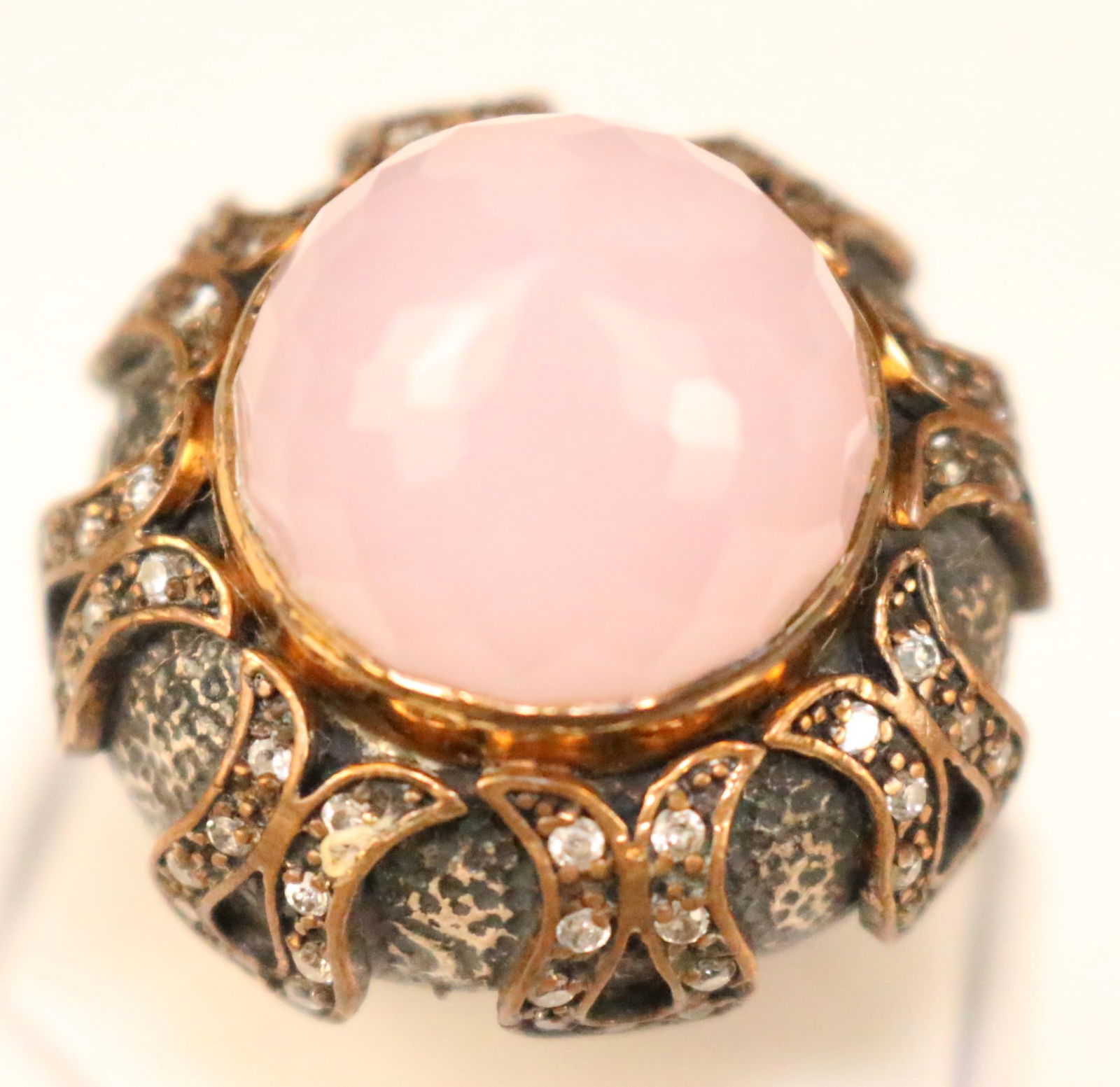 RARE Bora Yasar HUGE Pink & Crystal Sterling Silver Brutalist Ring Size 6. (1 of 3)
