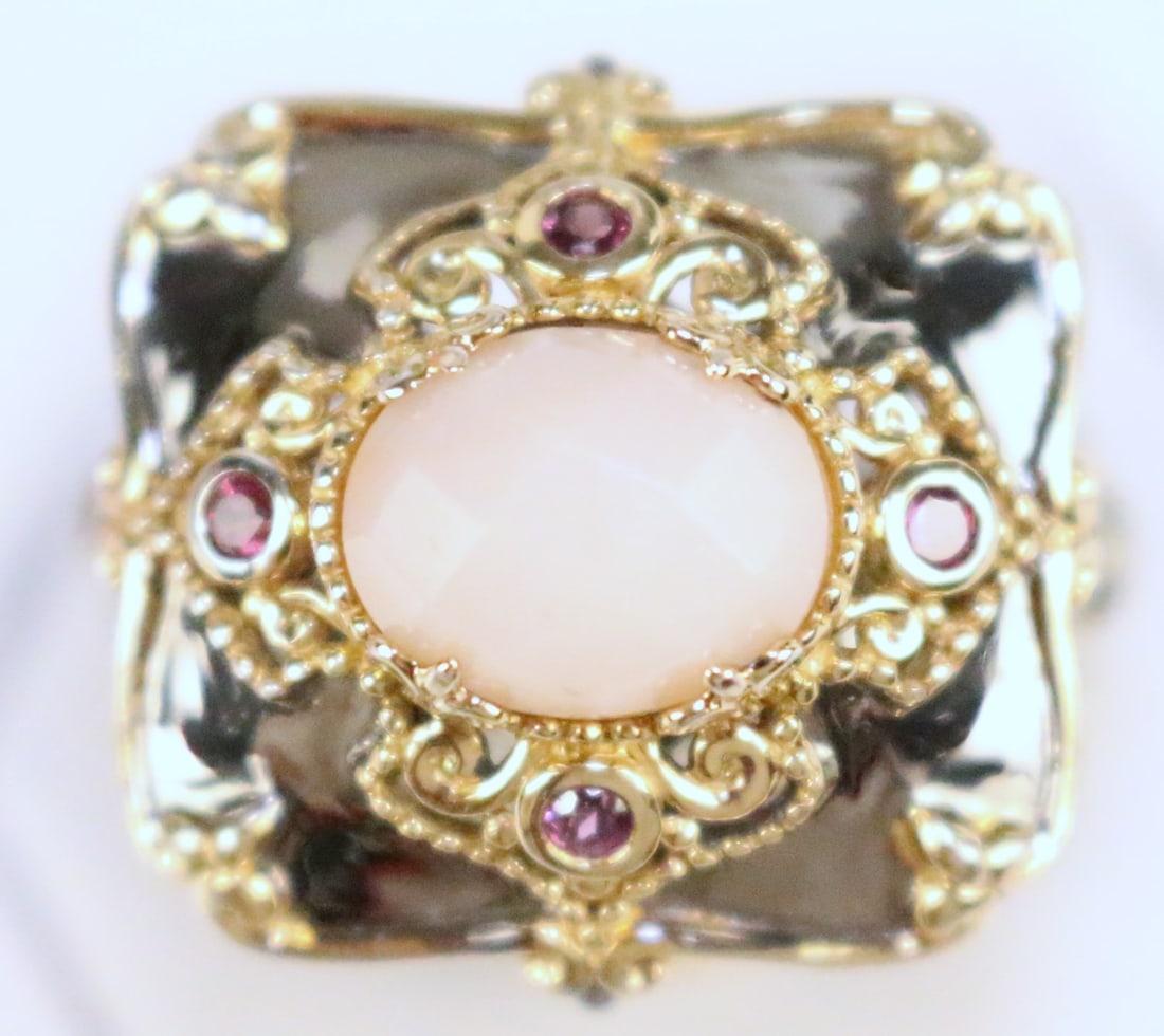 Gems En Vogue Michael Valitutti Gold Sterling Silver amethyst, pink faceted cocktail ring Size 9.25 (1 of 6)