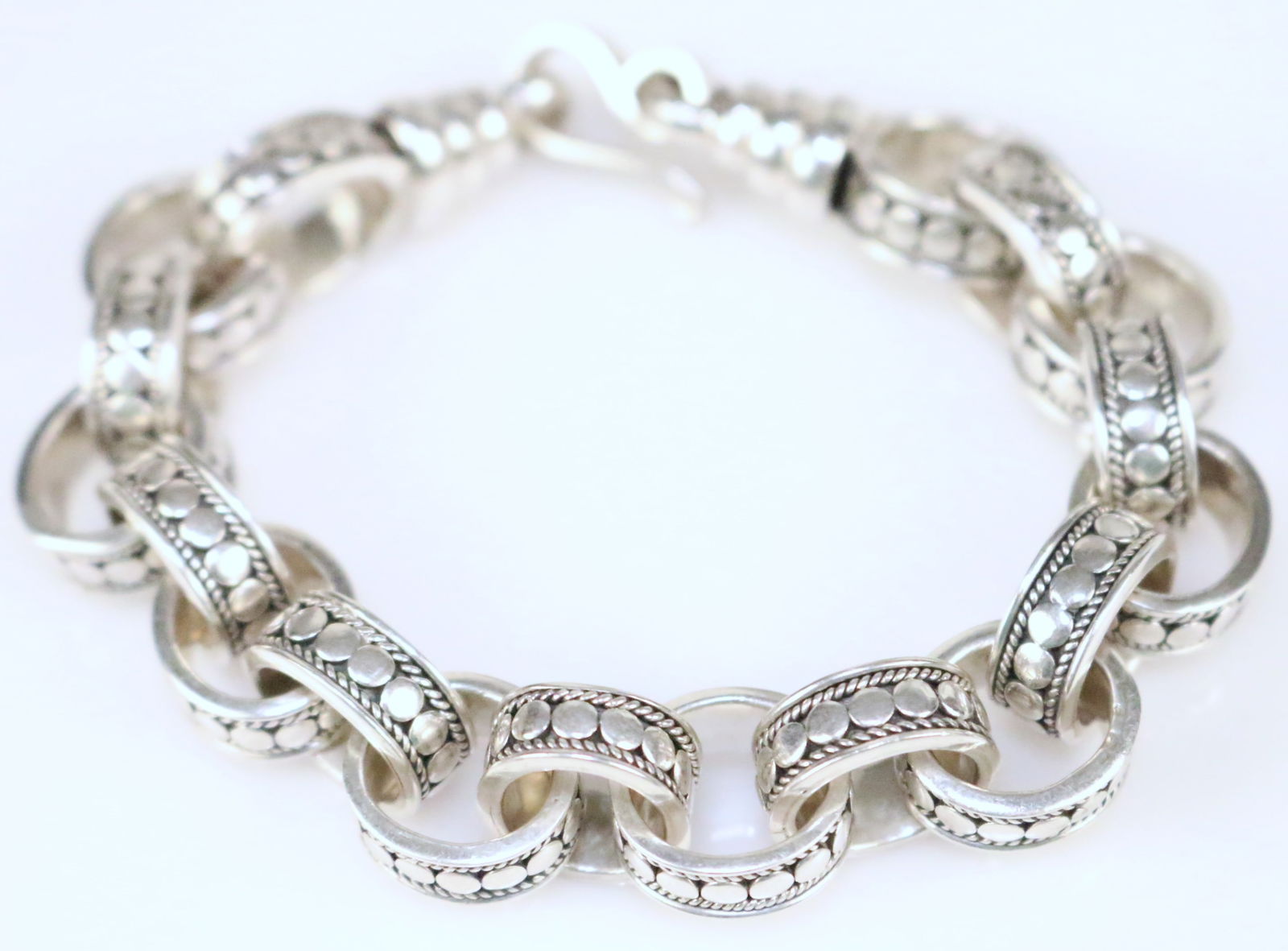 Suarti Bali BA Sterling Silver Heavy Dot Large round Links Bracelet 8" (1 of 6)