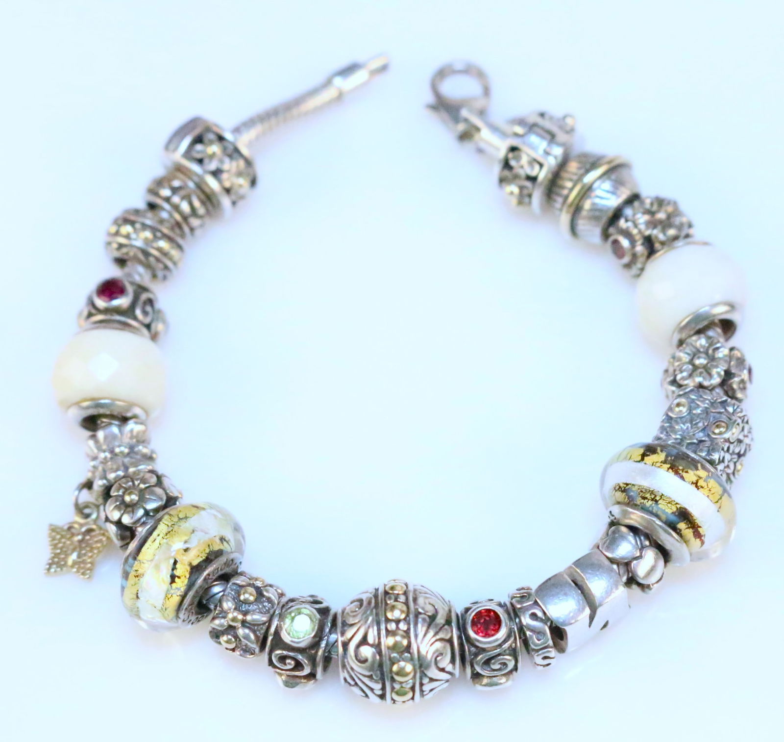 SILVERADO Designer Thailand Pandora Styled loaded 14KT Gold Sterling  Silver Charm Bracelet (1 of 11)