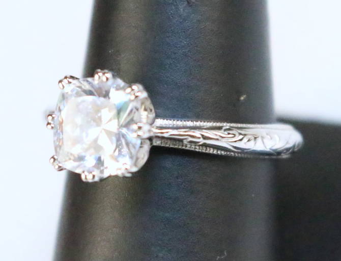 Stunning Tacori Huge Carat Cz Sterling Silver Engagement Ring