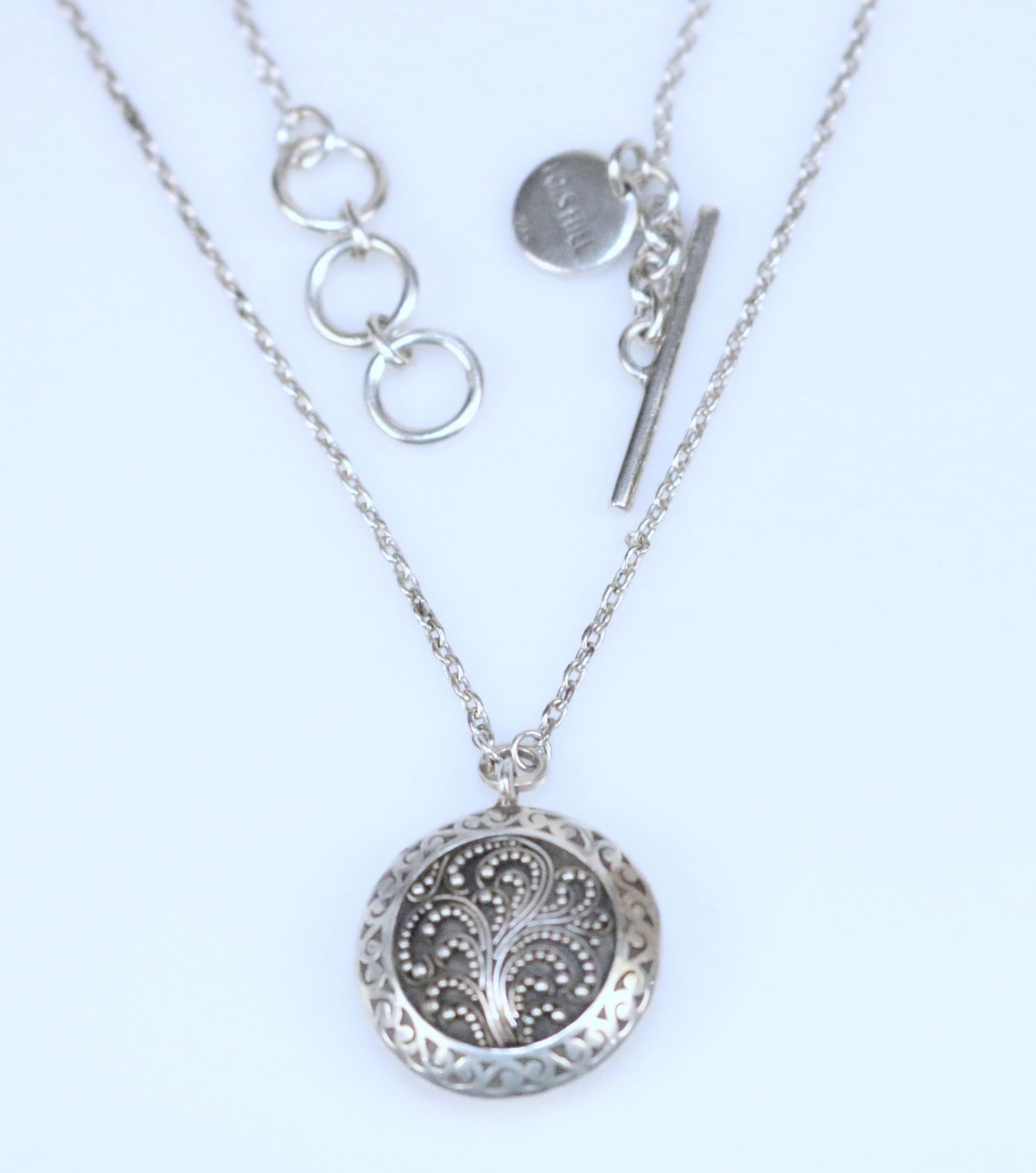 RARE LOIS HILL Reversible Sterling Silver scroll hammered pendant toggle necklace (1 of 7)
