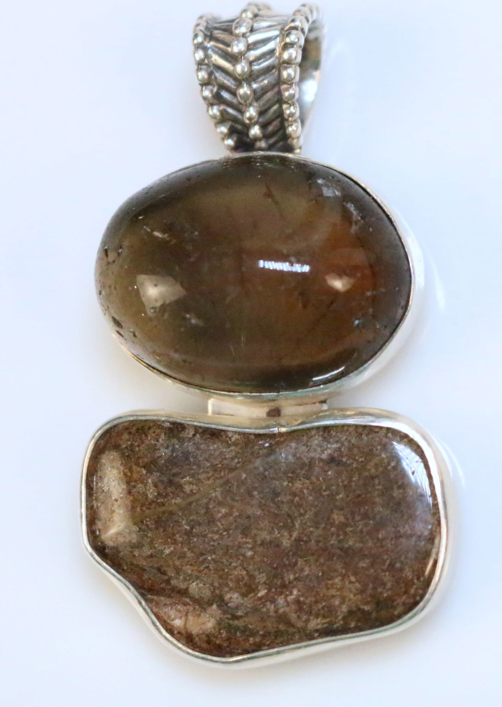 Rebecca Collins Bless Our Earth 2 Brown stone Sterling Silver Pendant (1 of 2)