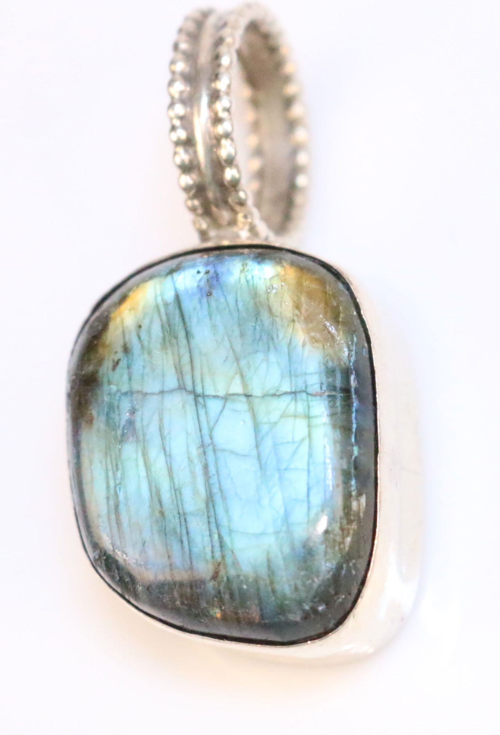 Rebecca Collins Bless Our Earth Dallas Texas HUGE Labradorite Sterling Silver Pendant (1 of 4)