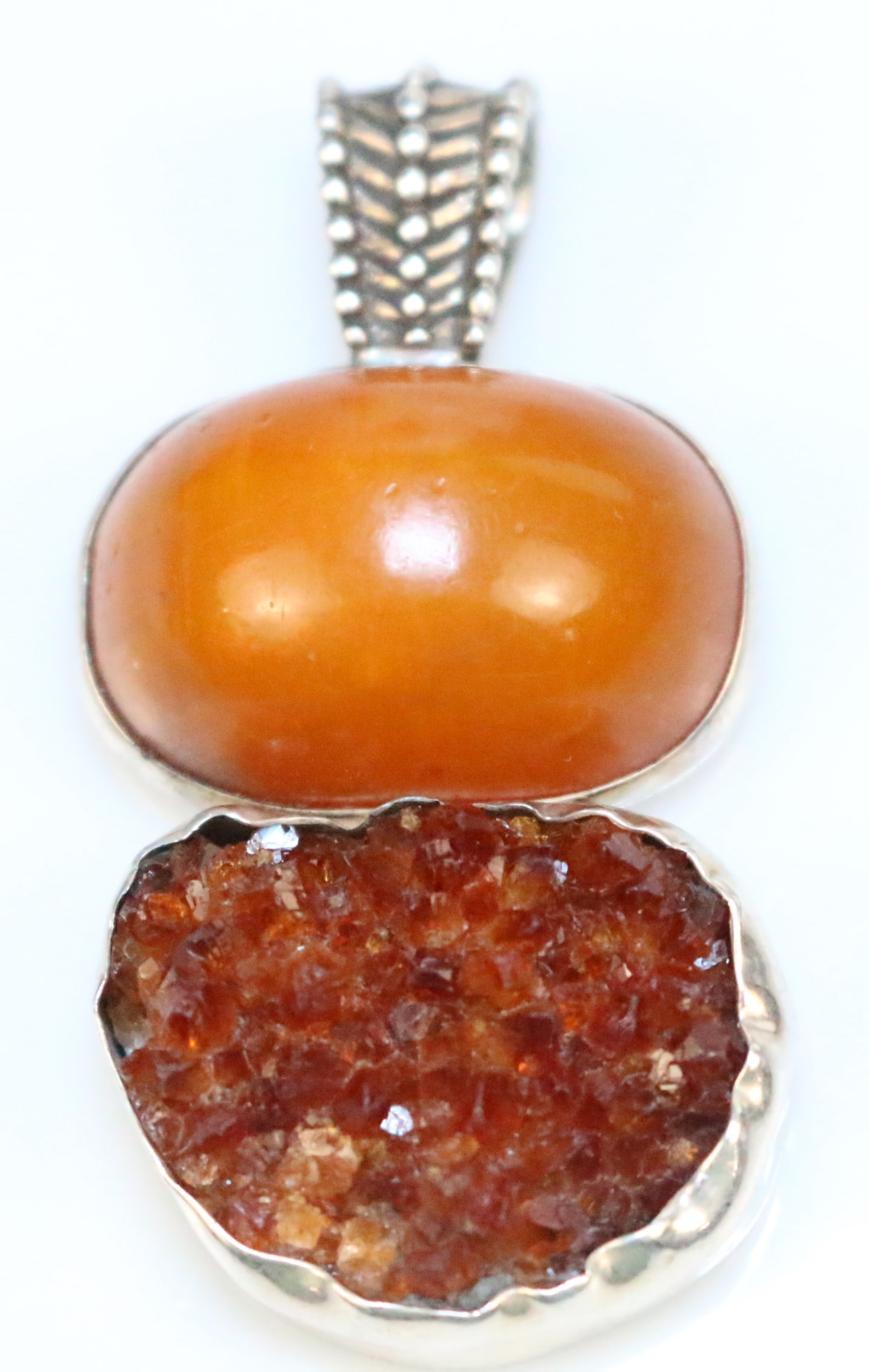 Rebecca Collins Dallas Texas Butterscotch Amber & Citrine Sterling Silver HUGE pendant (1 of 6)