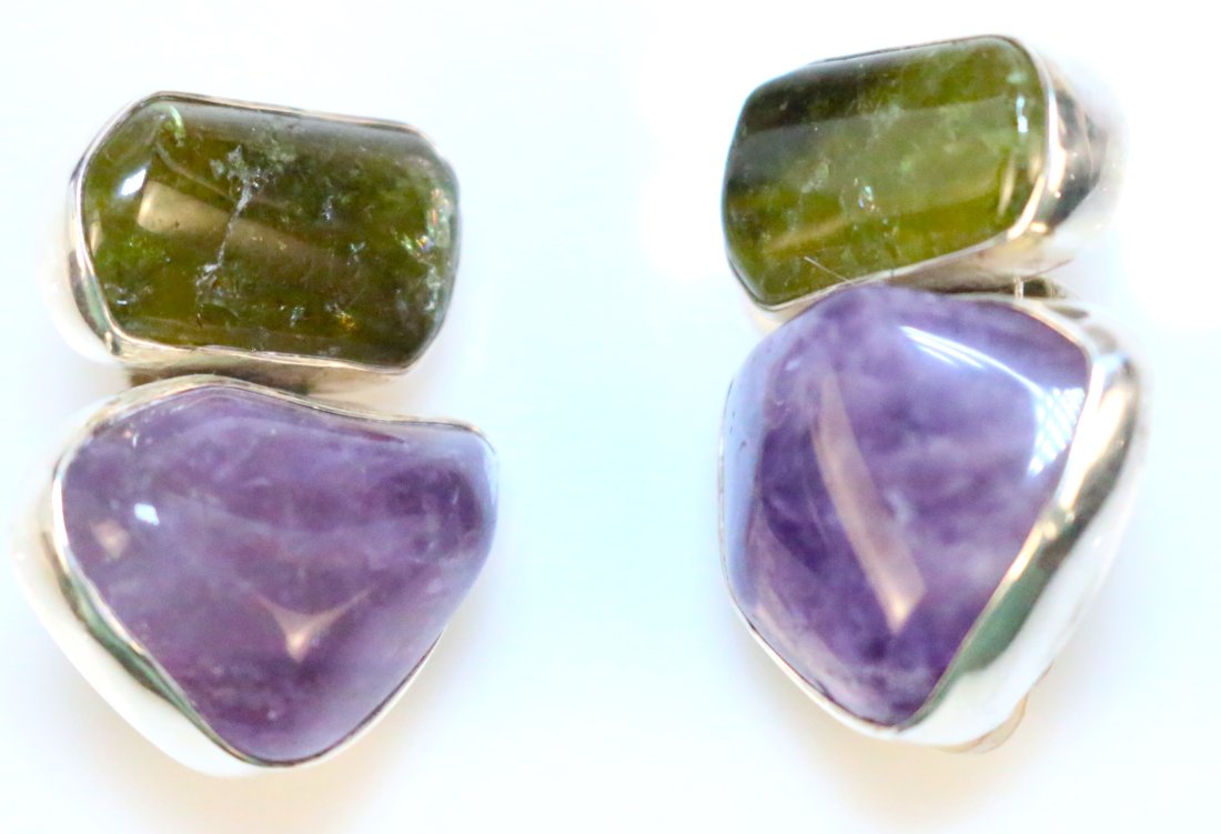 Rebecca Collins Bless Our Earth Dallas Texas Purple Amethyst & Citrine Sterling Silver Earrings (1 of 3)