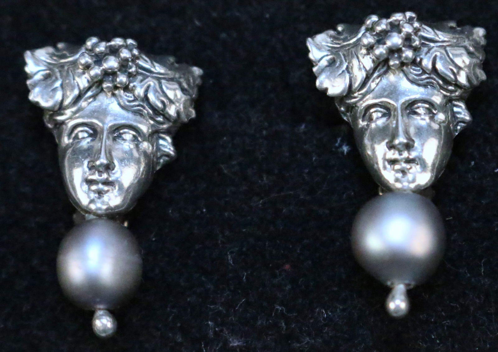 Rebecca Collins God Goddess Greek Design Solid Sterling Earrings with pearls (1 of 3)