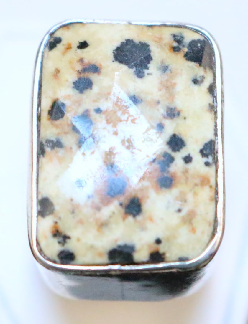 Rebecca Collins Dallas Texas Faceted Dalmatian Jasper Sterling Silver Ring size 7. (1 of 7)
