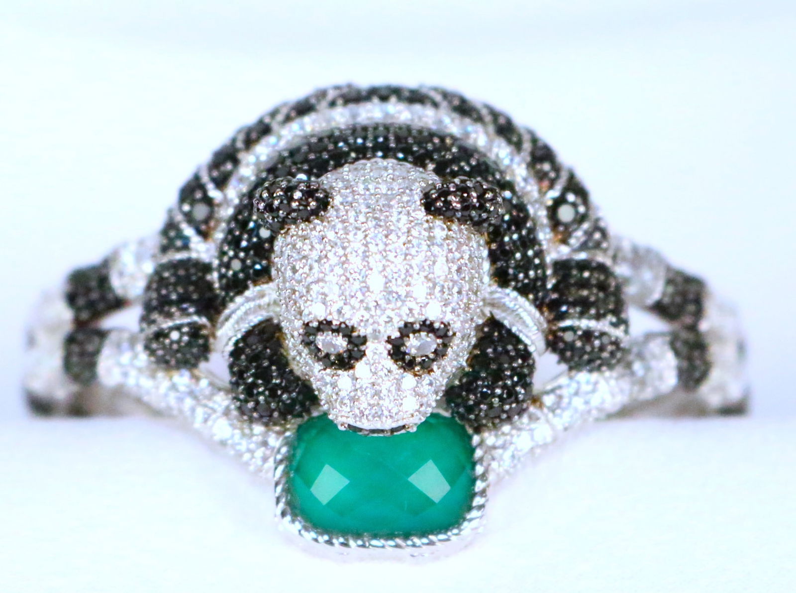 ULTRA RARE Judith Ripka Sterling Silver spinel Panda Bear Cuff Bracelet (1 of 8)