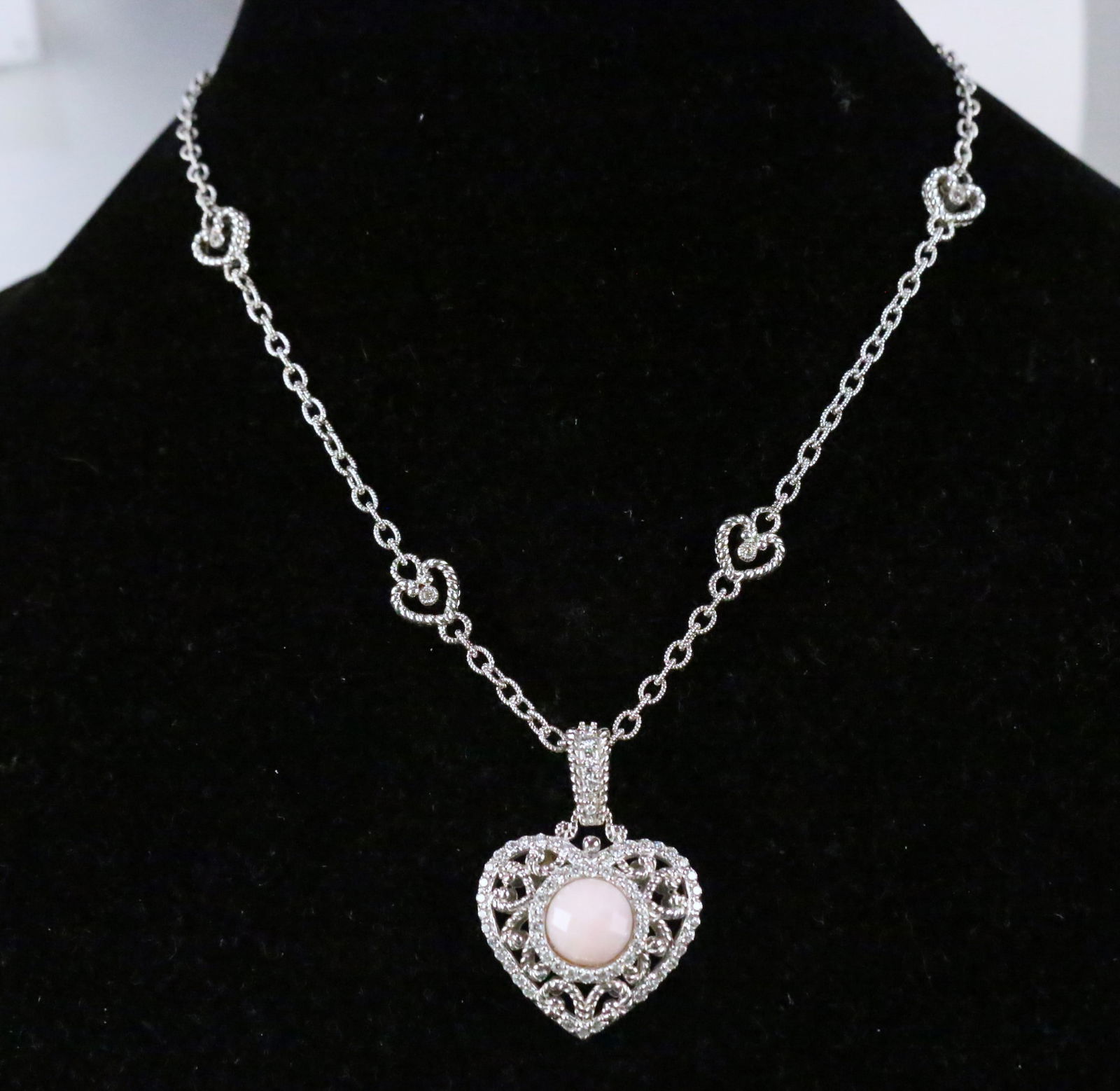 Judith Ripka Sterling Silver Heart Station & Heart Pendant Necklace (1 of 5)