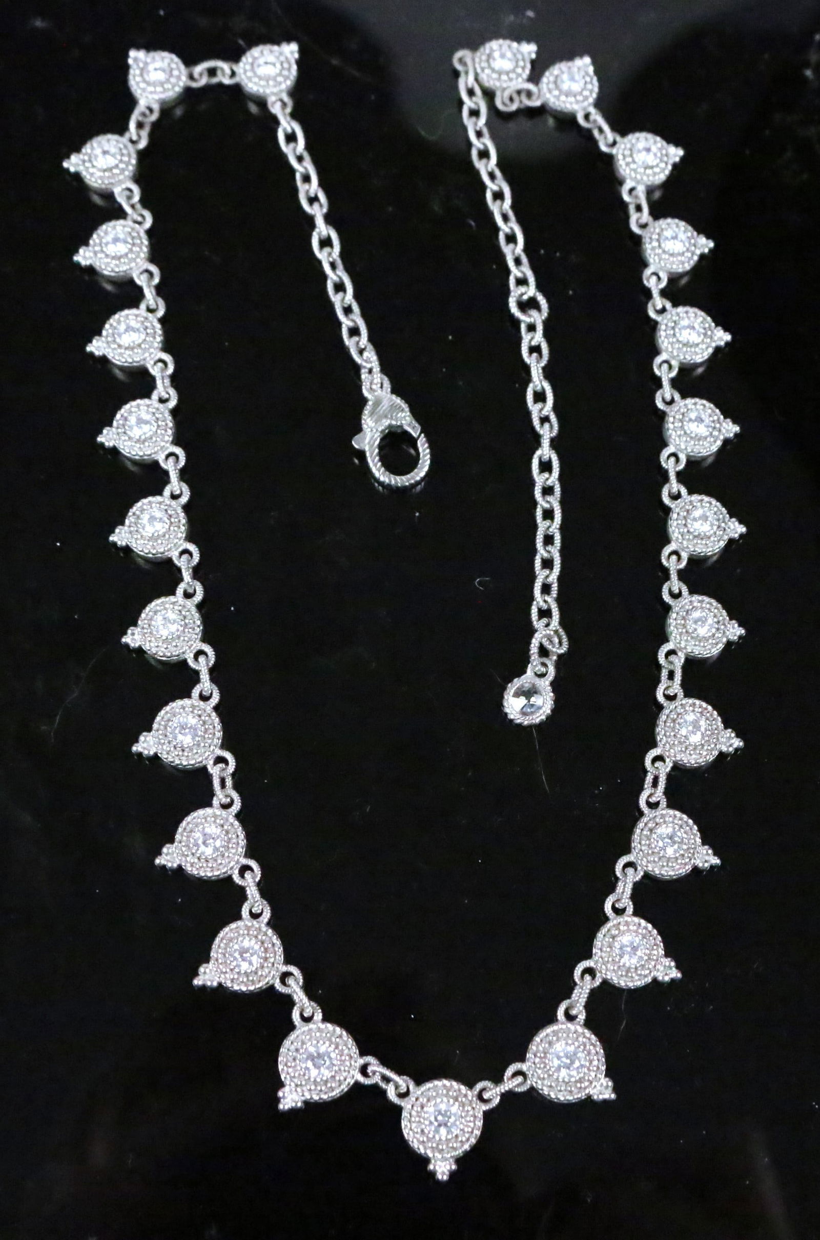 Judith Ripka Sterling Silver Dew Drop CZ Diamonique Station Necklace 20" (1 of 5)
