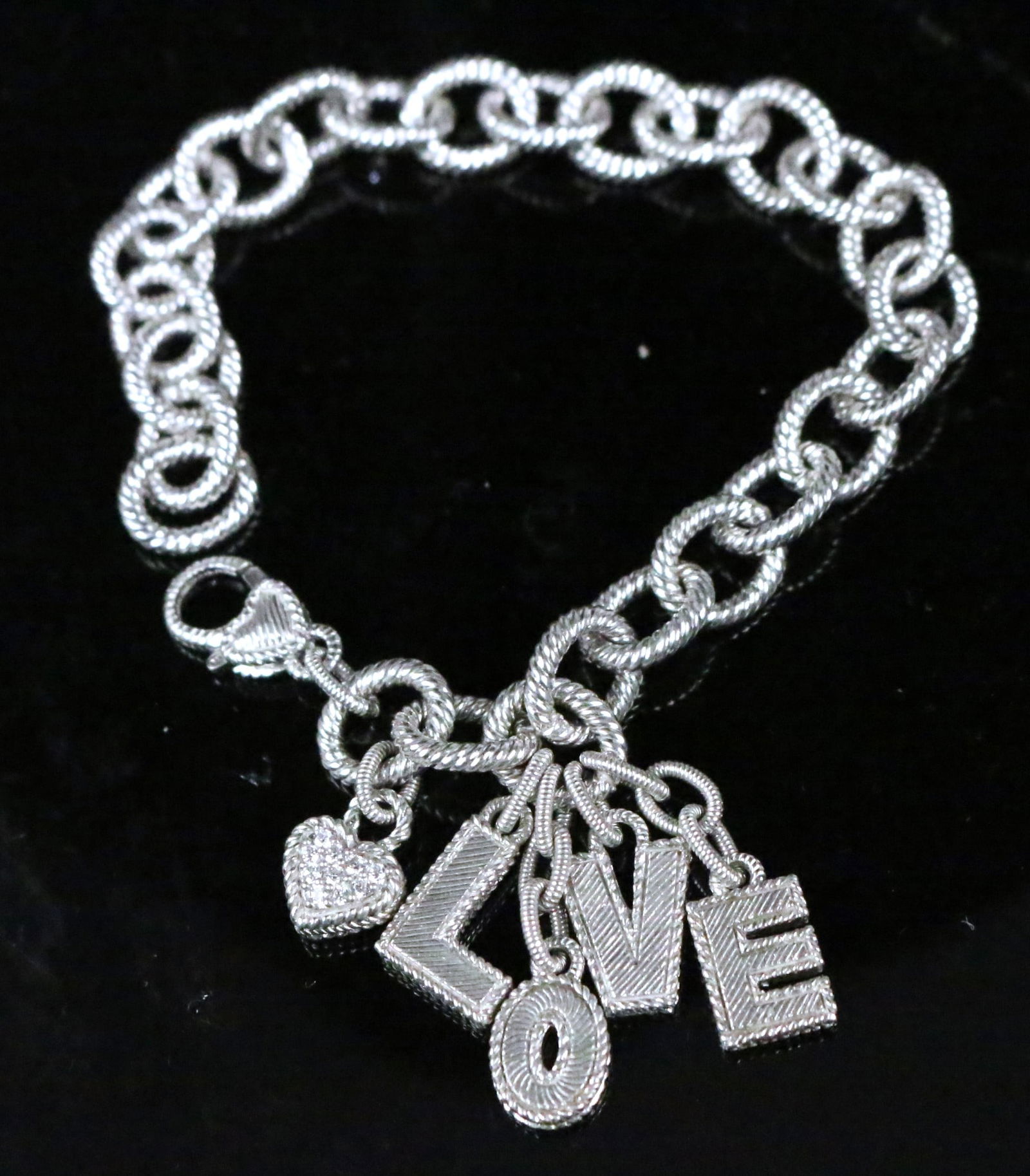 Judith Ripka Sterling Silver LOVE Letters and heart charm bracelet (1 of 4)