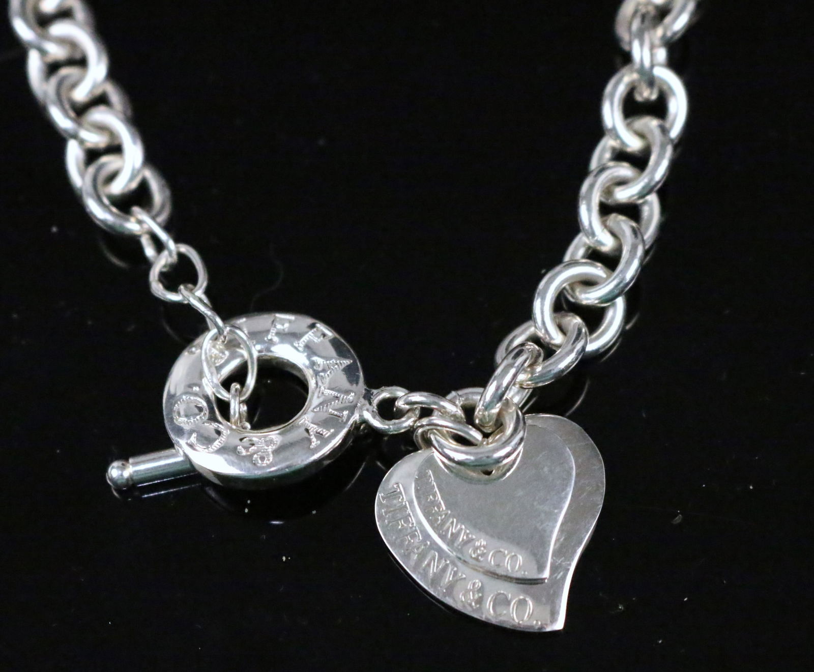 Sterling Silver double Heart Necklace Stamped TIFFANY & CO. (1 of 7)