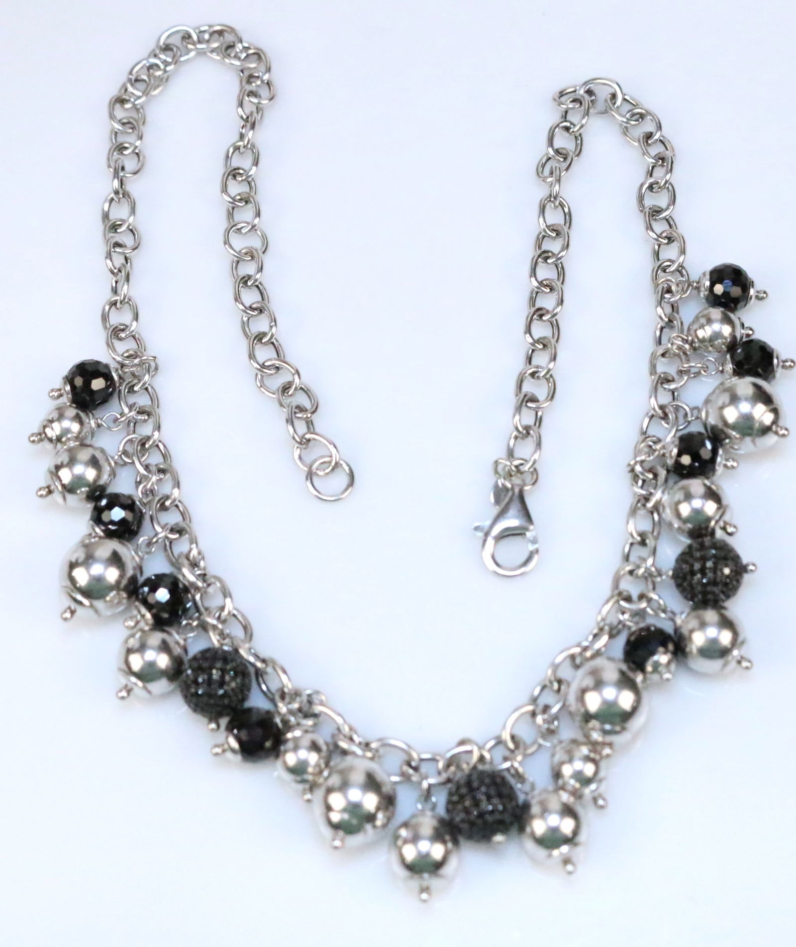 MILOR ITALY Sterling silver Black Spinel Beaded Necklace (1 of 6)