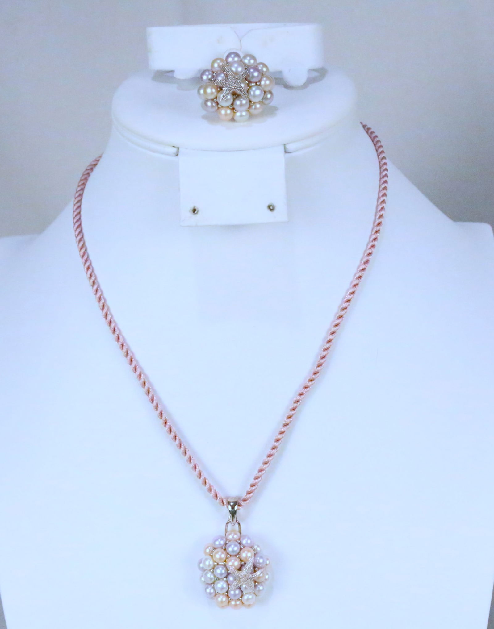 NEW Honora Freshwater Cultured Pearl Sterling Silver RARE Seashell Pendant Necklace & Ring 3 pc. Set (1 of 5)