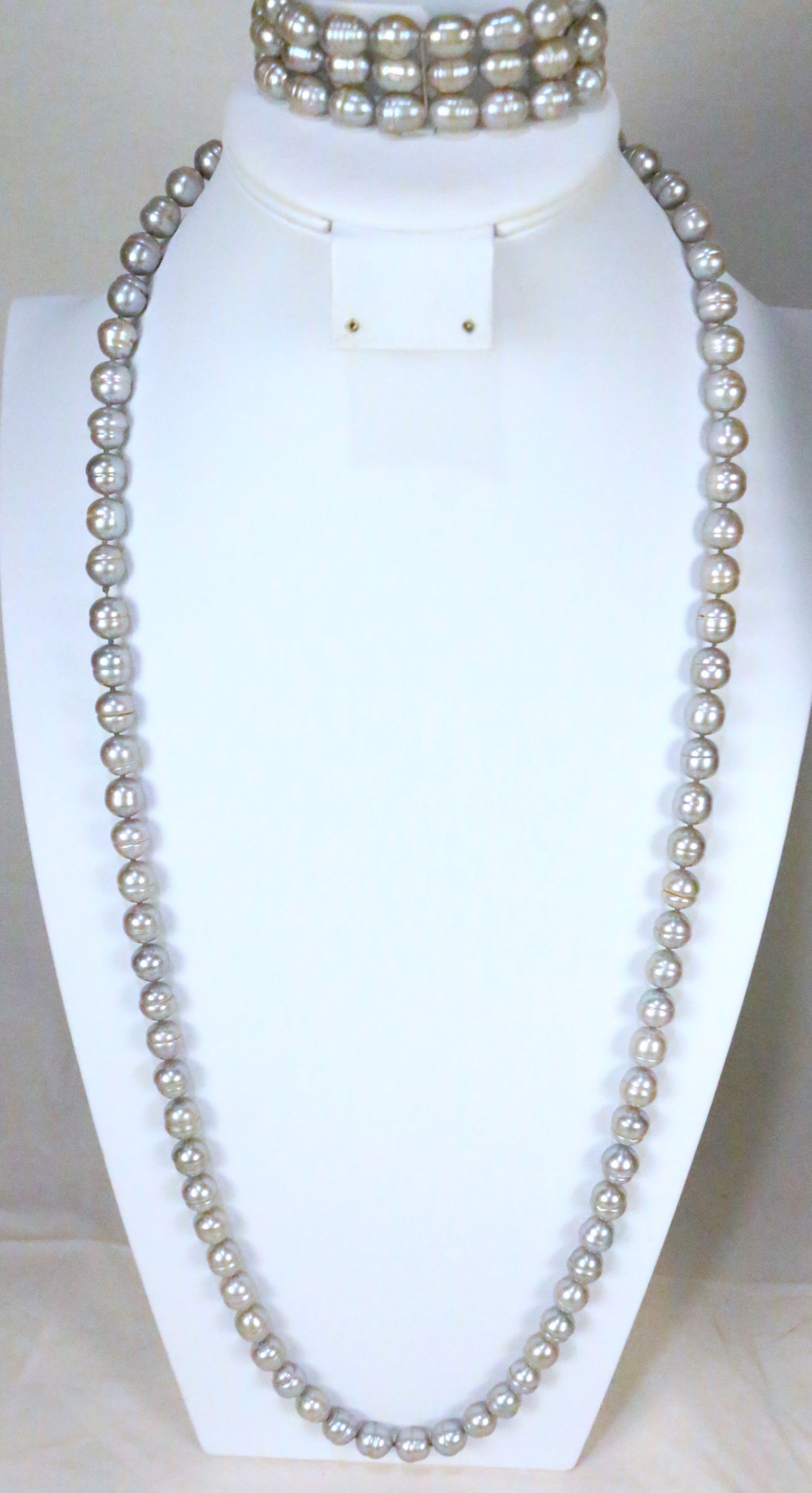 NEW Honora Freshwater Cultured Pearl Sterling Silver Large Gray necklace bracelet set. (1 of 6)
