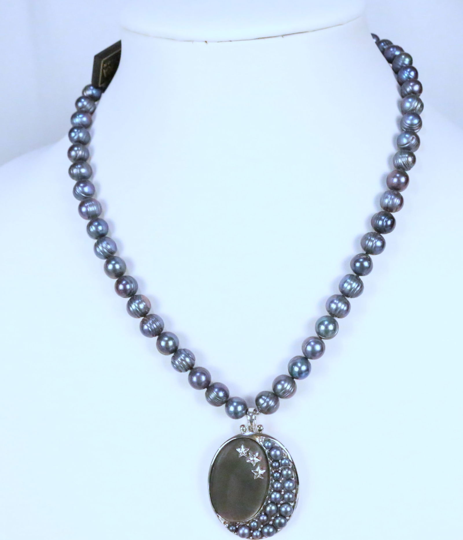 RARE NEW Honora Peacock Freshwater Cultured Pearl Sterling Silver Moon Star Pendant Necklace (1 of 6)