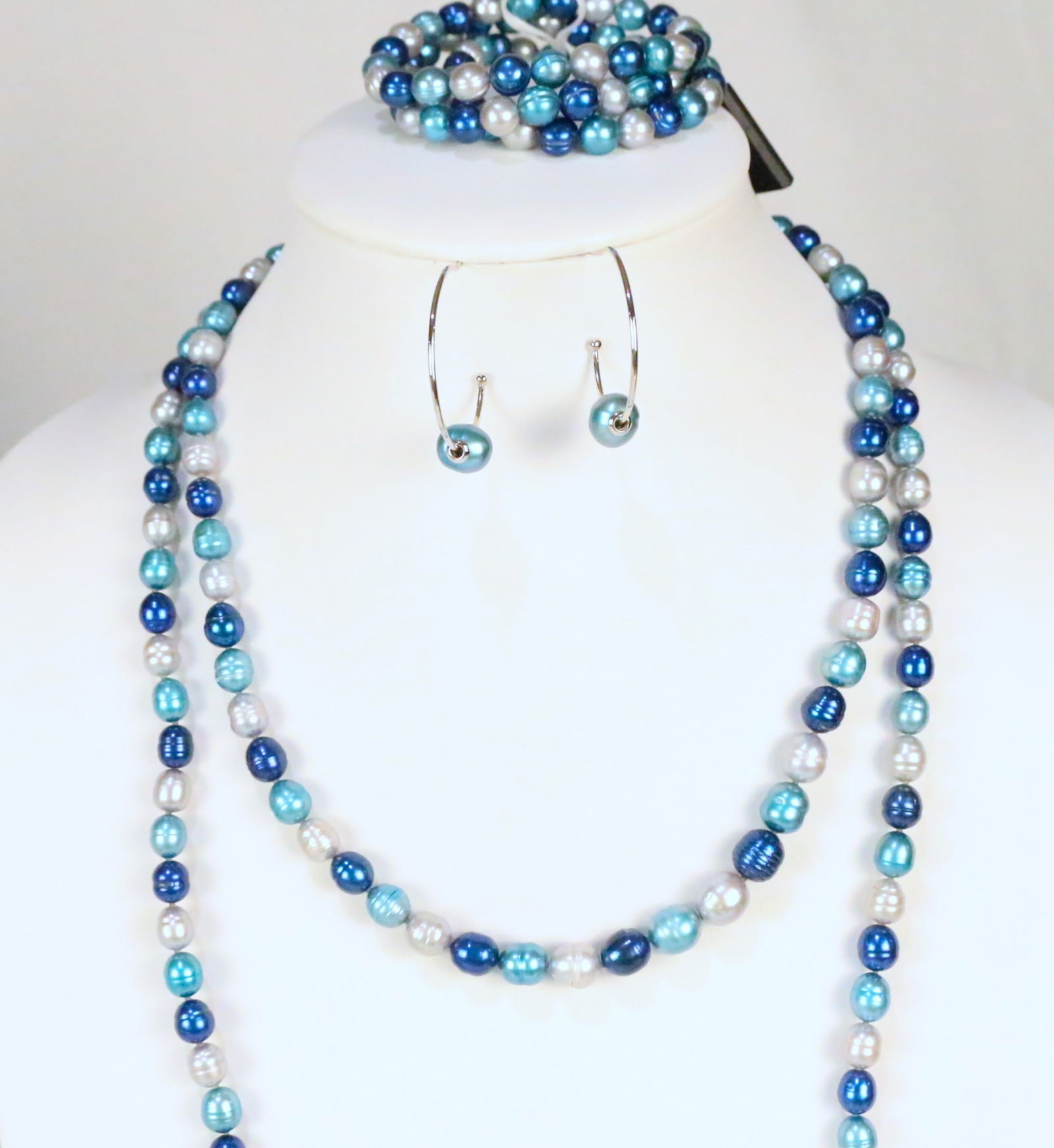 NEW Honora Freshwater Cultured Multi Blue Pearl Sterling Silver 7Pc. Necklaces Bracelets Earrings (1 of 4)