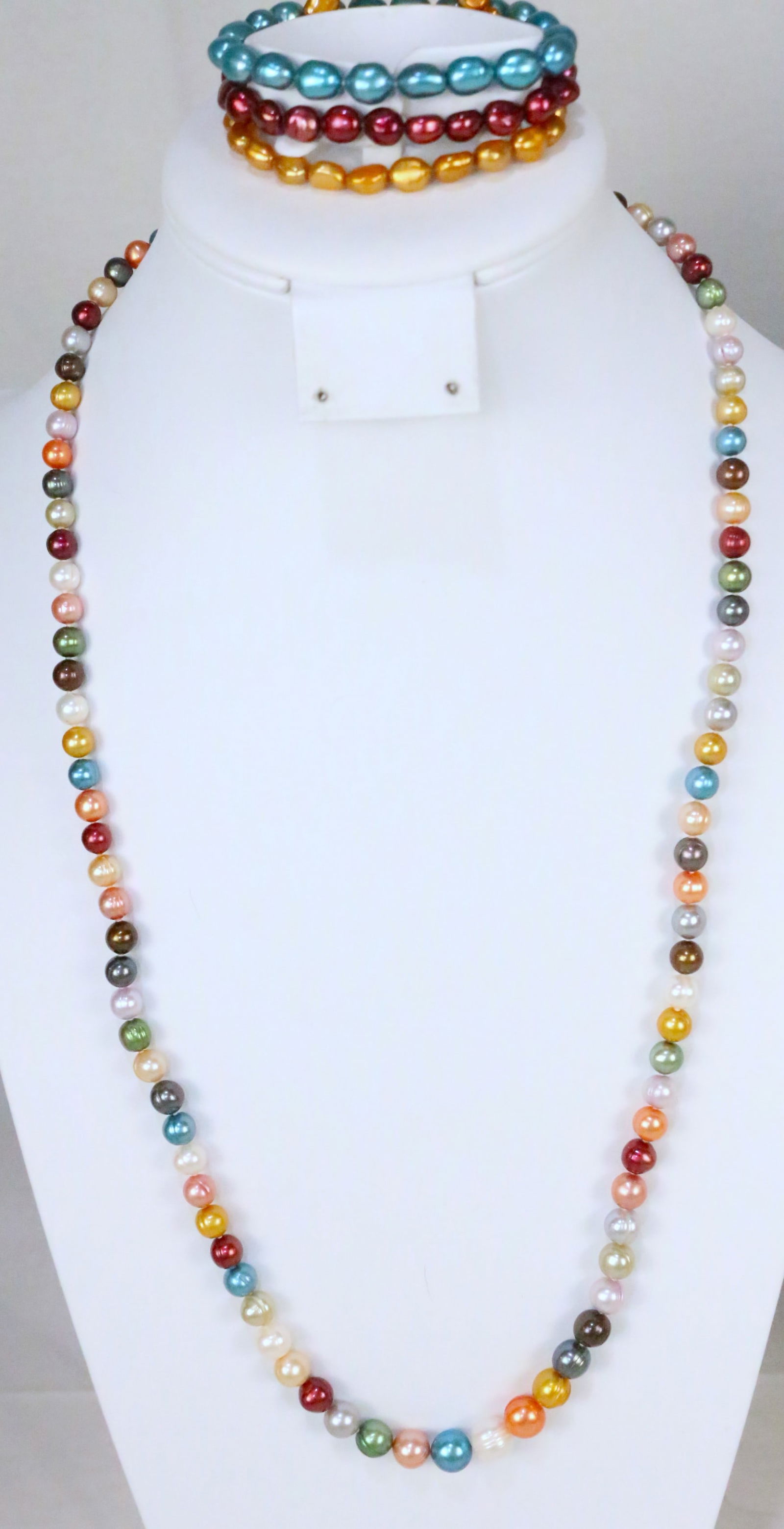 NEW Honora Freshwater Cultured Multi Color Pearl Sterling Silver Necklace & bracelets 4 pc lot. (1 of 5)