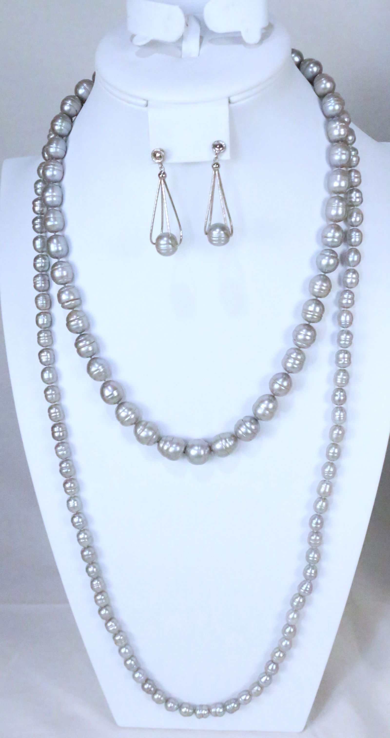 NEW Honora Freshwater Cultured Gray Pearl Sterling Silver Necklaces & Earrings 4pc. (1 of 5)