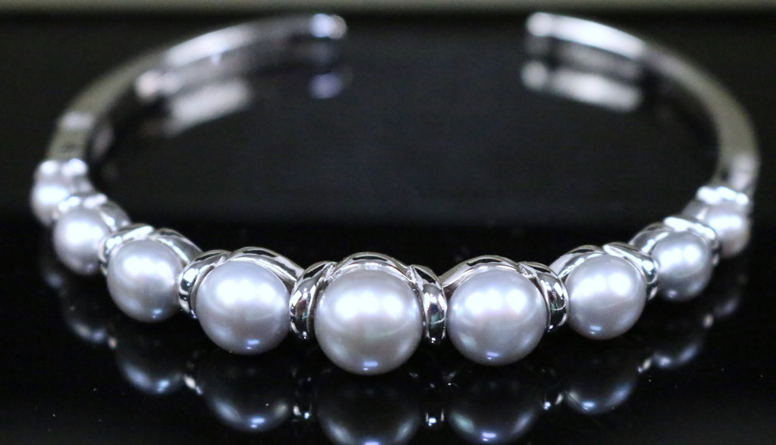 NEW Honora Freshwater Cultured Gray Pearl Sterling Silver Cuff Bracelet (1 of 6)
