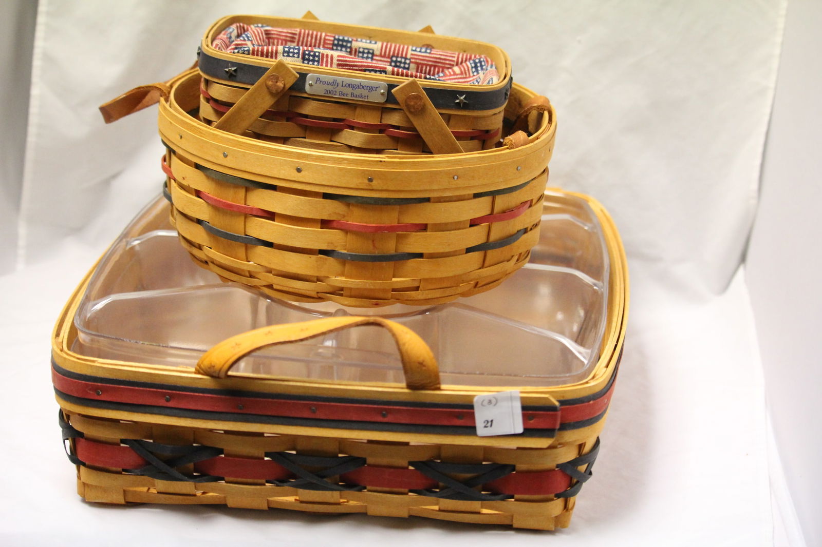 Longaberger Multicolored Serving Baskets Stamped, Dated & Signed Lot of 3 (1 of 7)