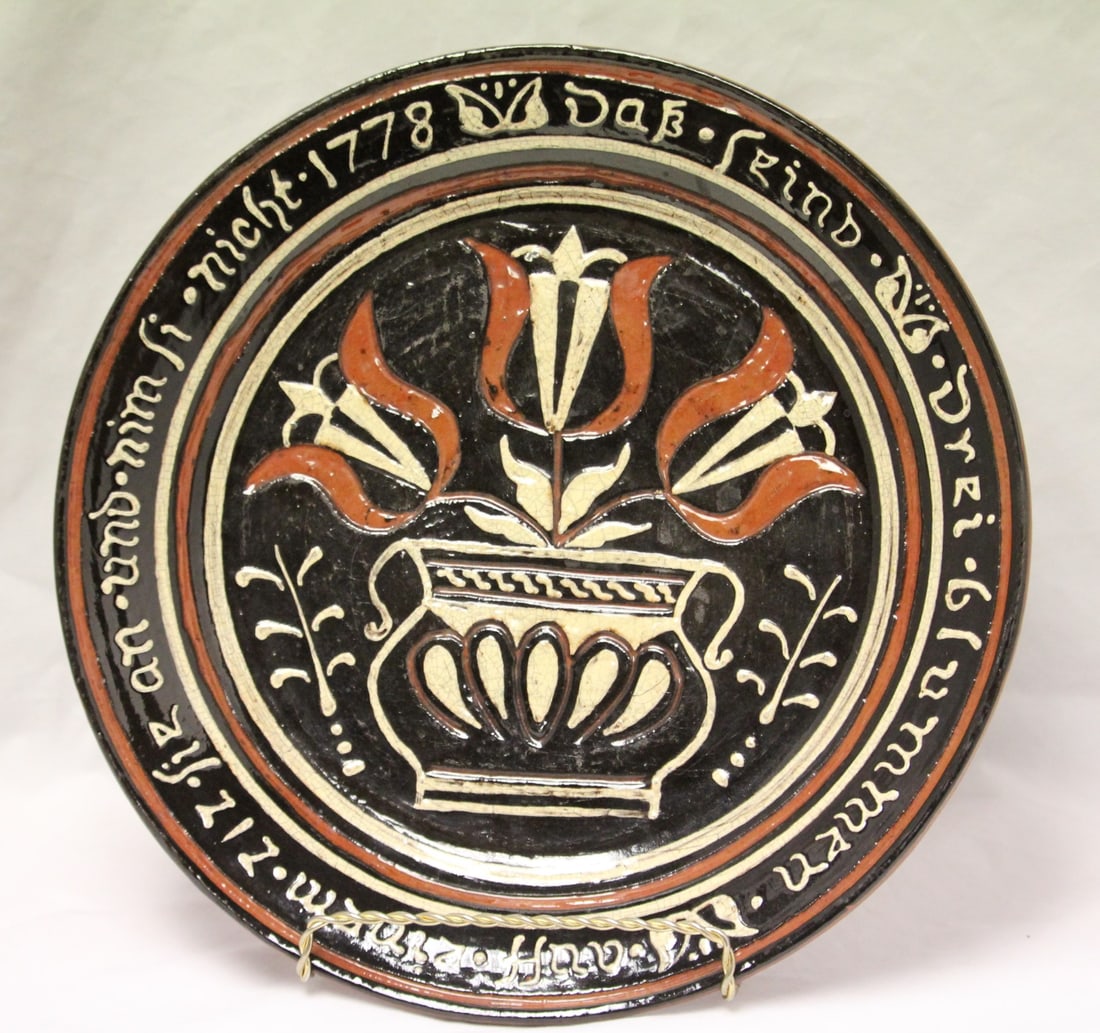 Vintage Turtle Creek Rolters Decorative Dutch Redware Plate with inscription and artist signed (1 of 4)