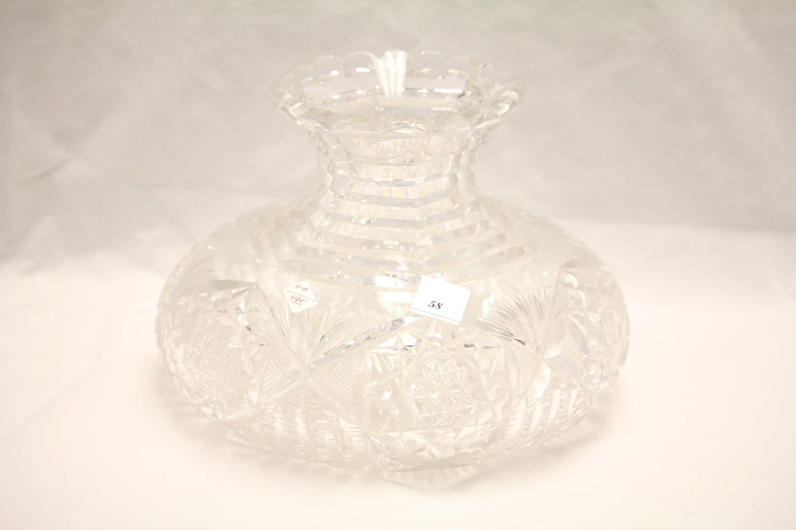 Vintage American Brilliant Cut Crystal Glass Huge Wide Heavy Vase (1 of 5)