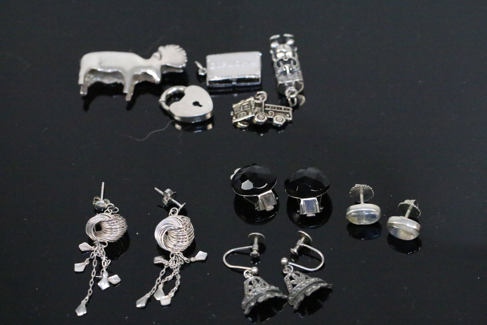Lot of 13 pc Vintage Sterling Silver charms & Earrings (1 of 4)