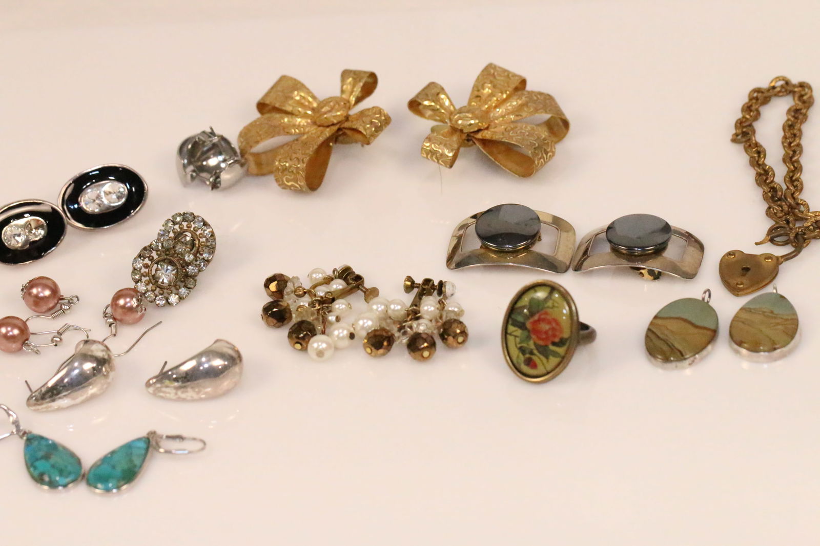 Vintage Lot of earrings and pendants and ring. (1 of 6)