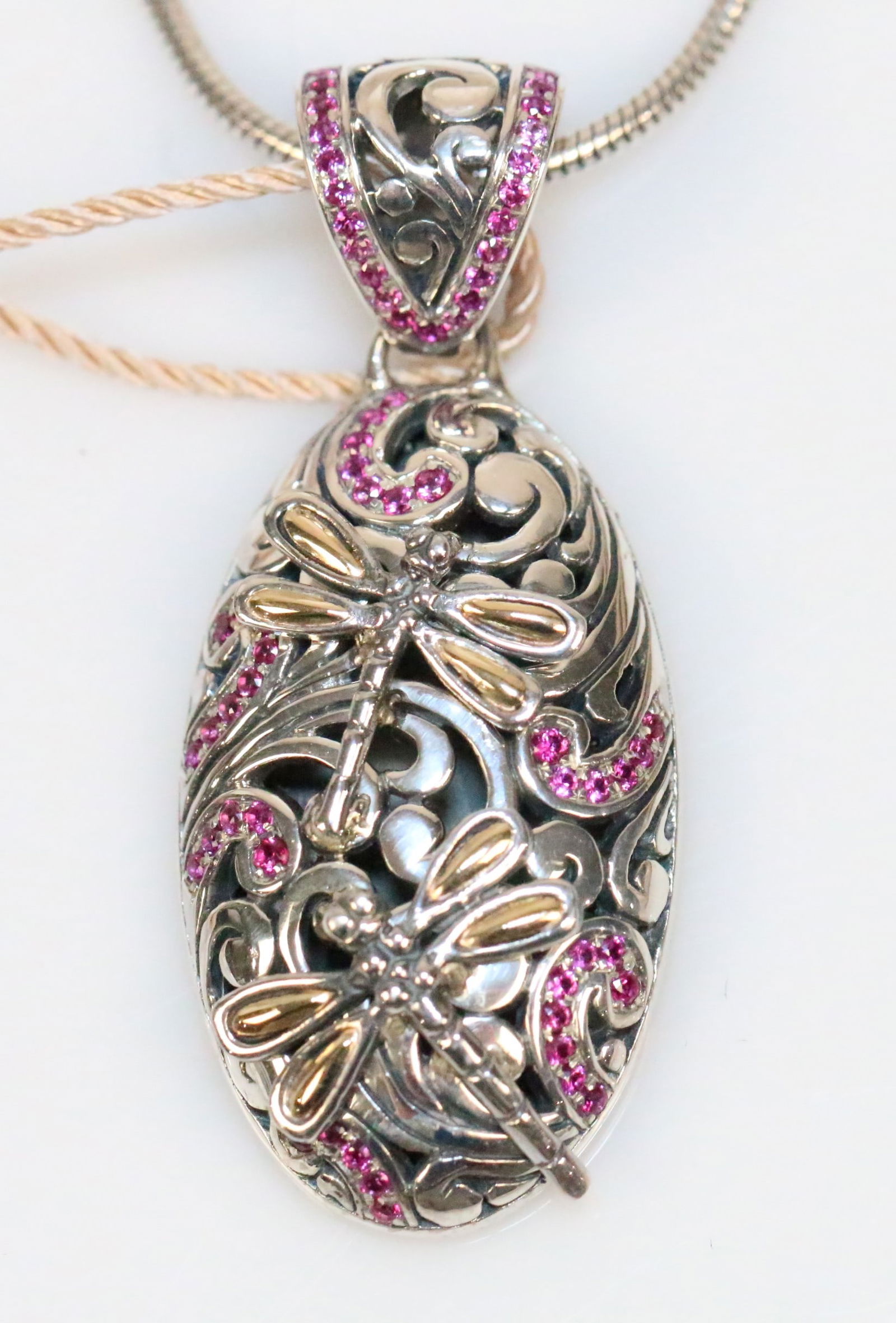 NEW DEVATA Bali Designer 18kt Sterling Silver Dragonfly Ruby necklace (1 of 4)