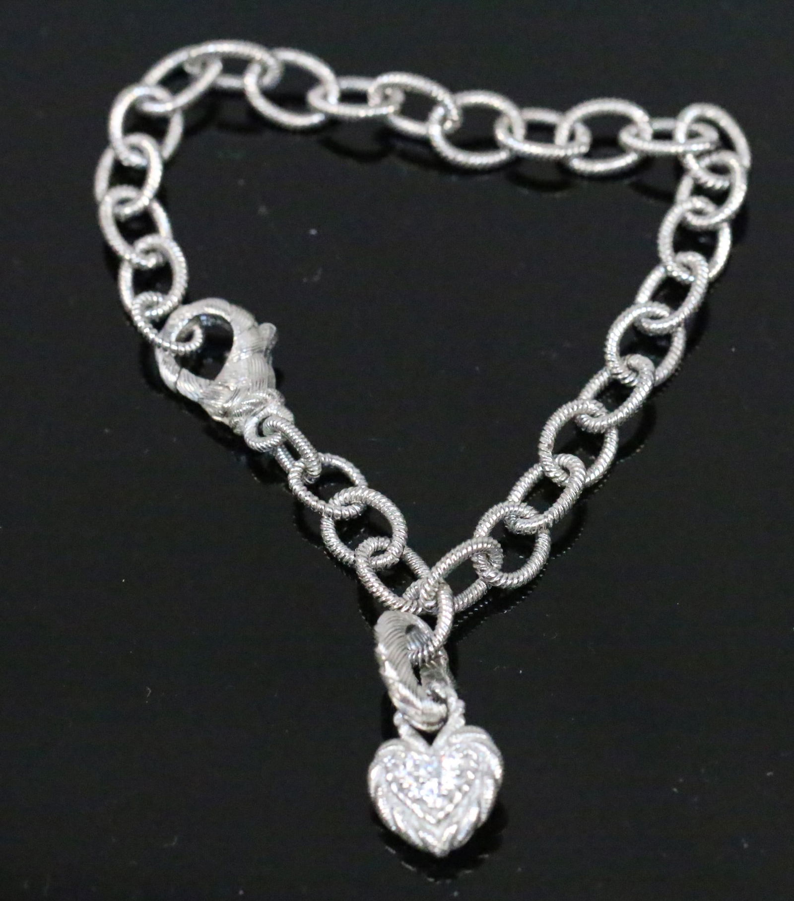 Judith Ripka Sterling Silver heart Charm Bracelet (1 of 4)