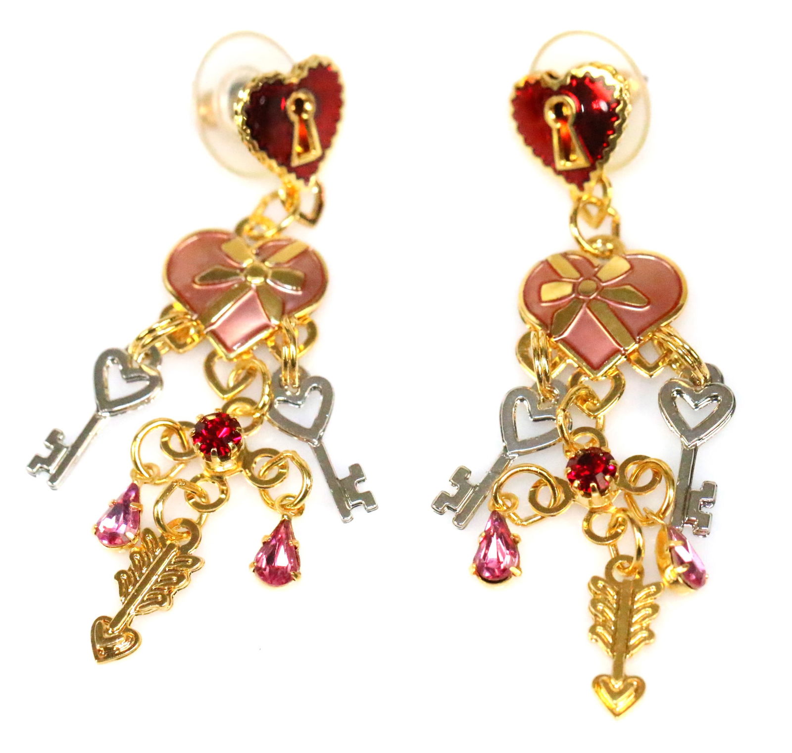 Lunch at the Ritz NEW Valentine Heart Key Earrings Pierced (1 of 4)