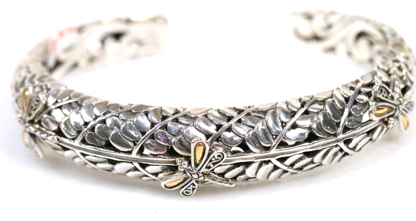 NEW DEVATA Bali Designer 18kt Sterling Silver Dragonfly Cuff Bracelet (1 of 6)