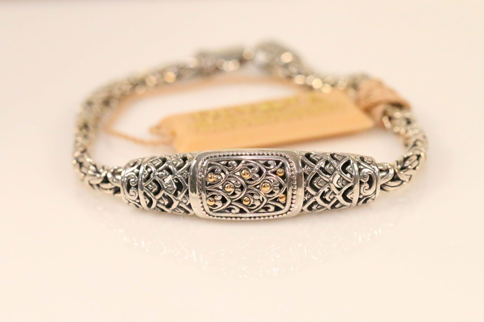 NEW DEVATA Bali Designer 18kt Sterling Silver Naga byzantine chain Bracelet (1 of 5)