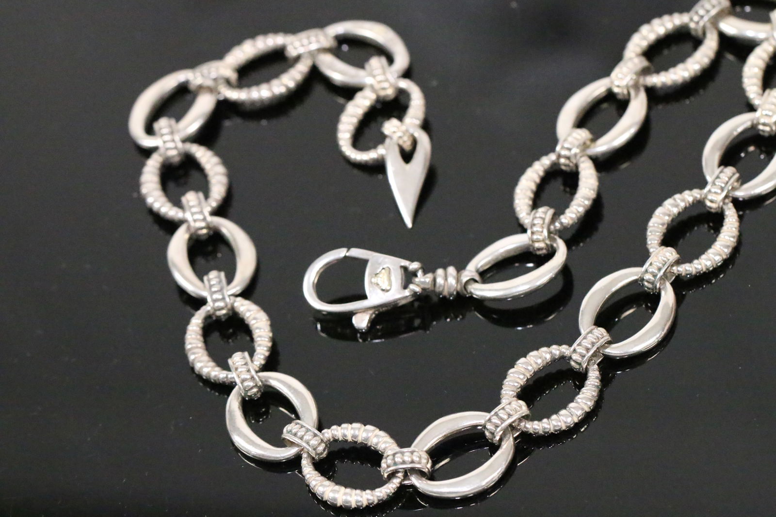 Lagos Caviar 18kt gold Sterling Silver Heavy Necklace Chain Links (1 of 7)