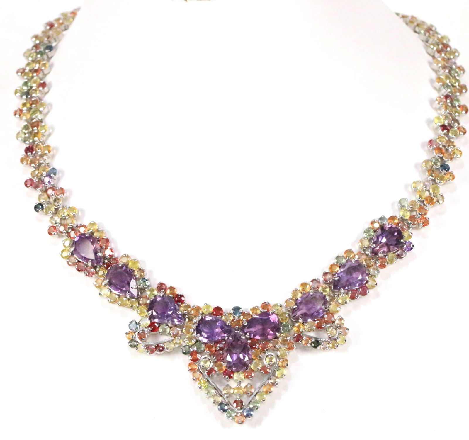 NEW SOVEREIGN NECKLACE 94 total carats Imperial Amethyst & Sapphire Sterling Silver Necklace (1 of 10)