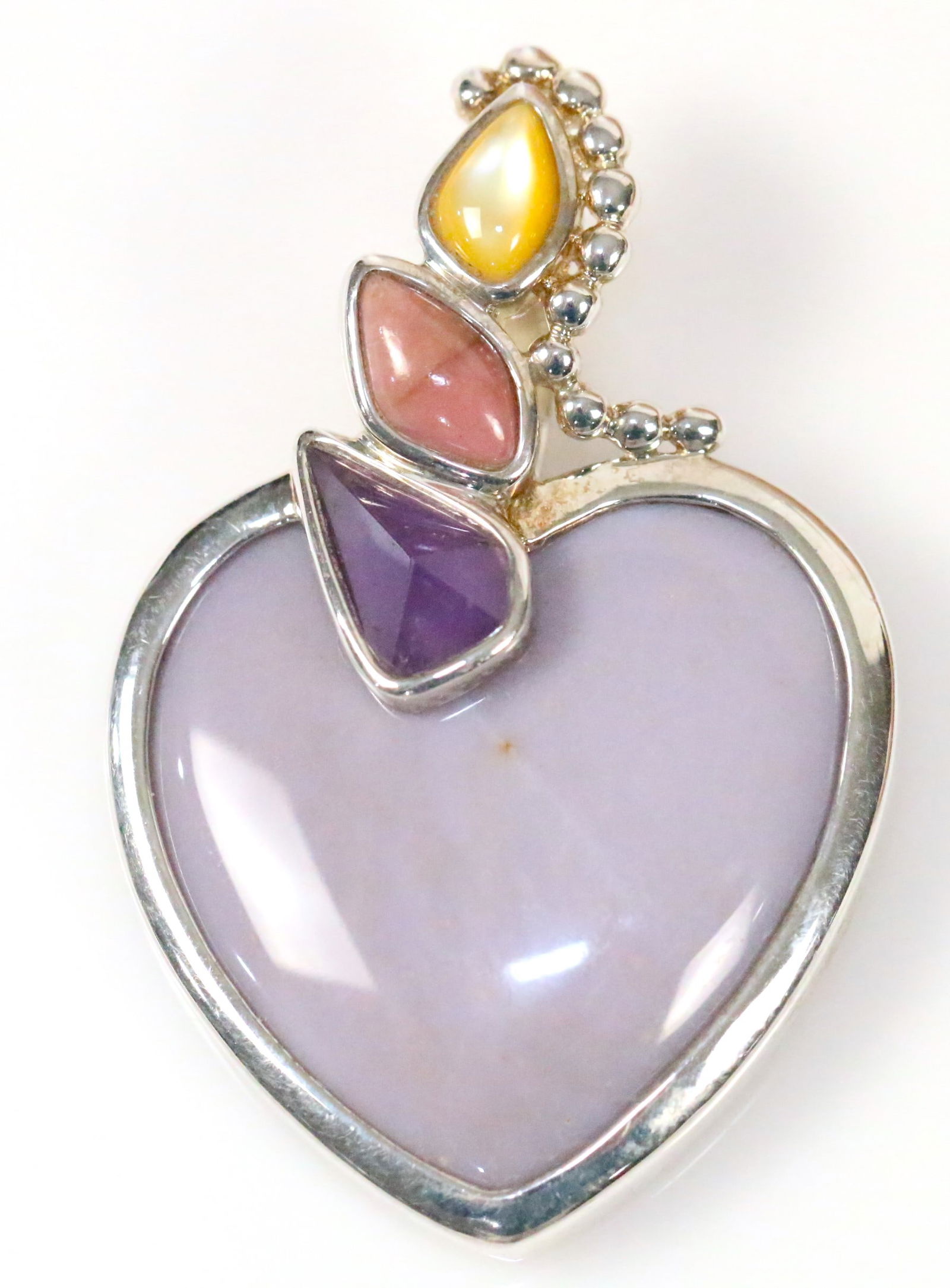 Whitney Kelly Lavender Jade Sterling silver gemstone Heart Pendant (1 of 4)