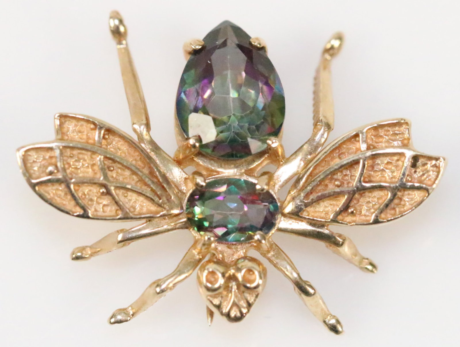 10kt GOLD Mystic Topaz Insect Bee Fly Brooch (1 of 5)