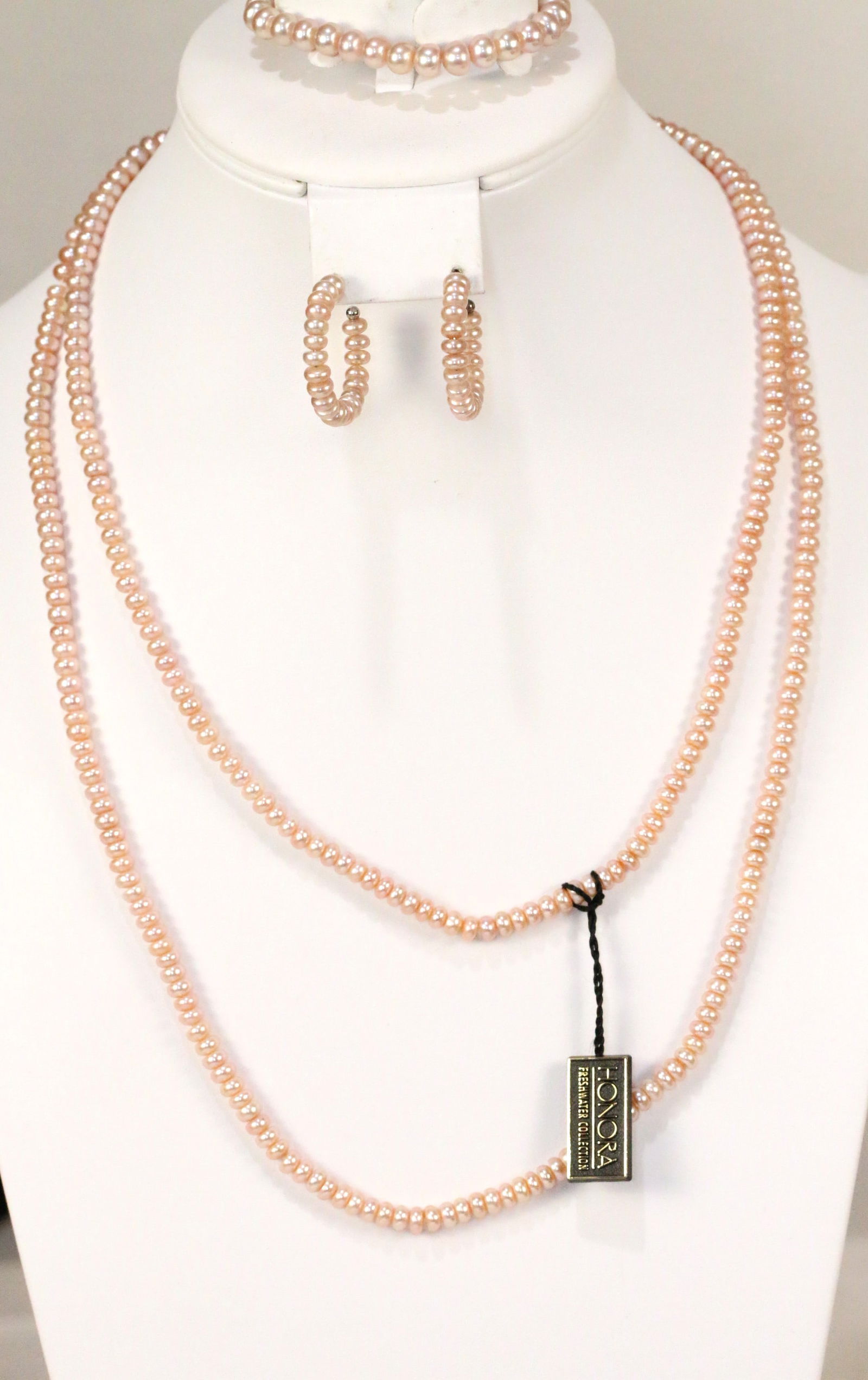 4 Pc lot of  Honora cultured Pearl Necklace Bracelet & Earring Set (1 of 5)