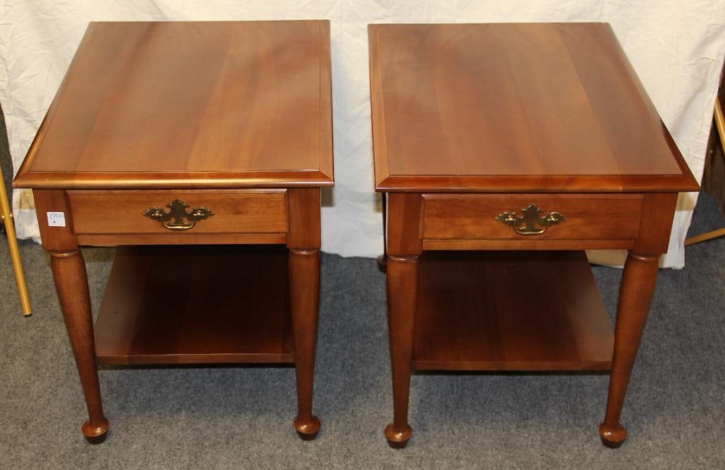Pair of Vintage Style Two-Tier Cherry Side Tables (1 of 8)